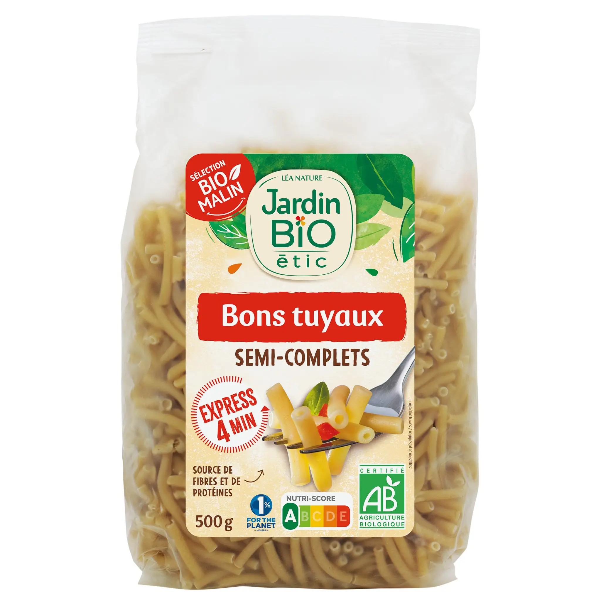 JARDIN BIO Pâtes tuyaux semi-complets