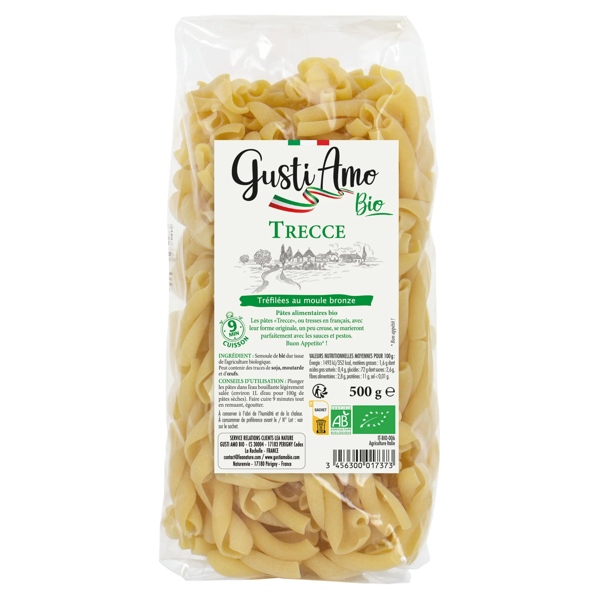 GUSTI AMO Trecce pâte bio Tréfilées au moule bronze