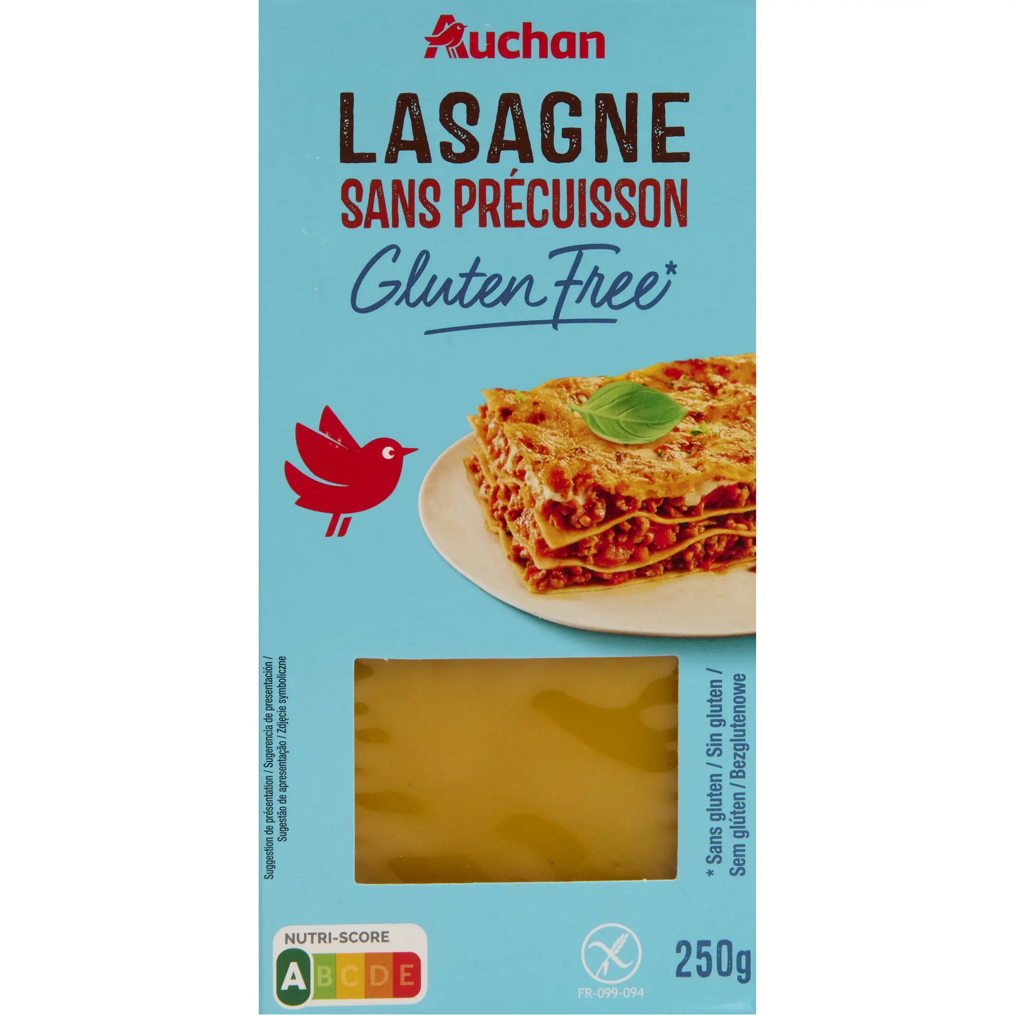 AUCHAN Lasagne sans précuisson sans gluten