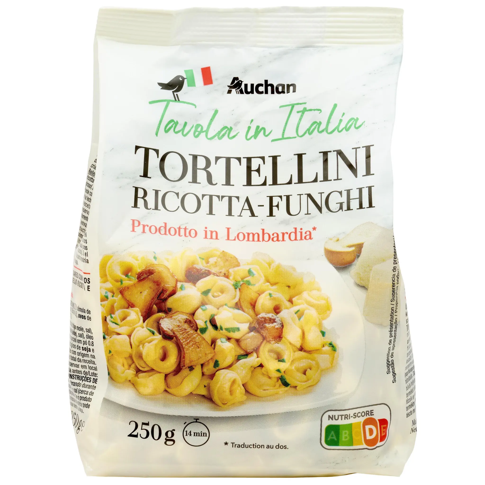 AUCHAN TAVOLA IN ITALIA Pâtes Tortellini ricotta funghi