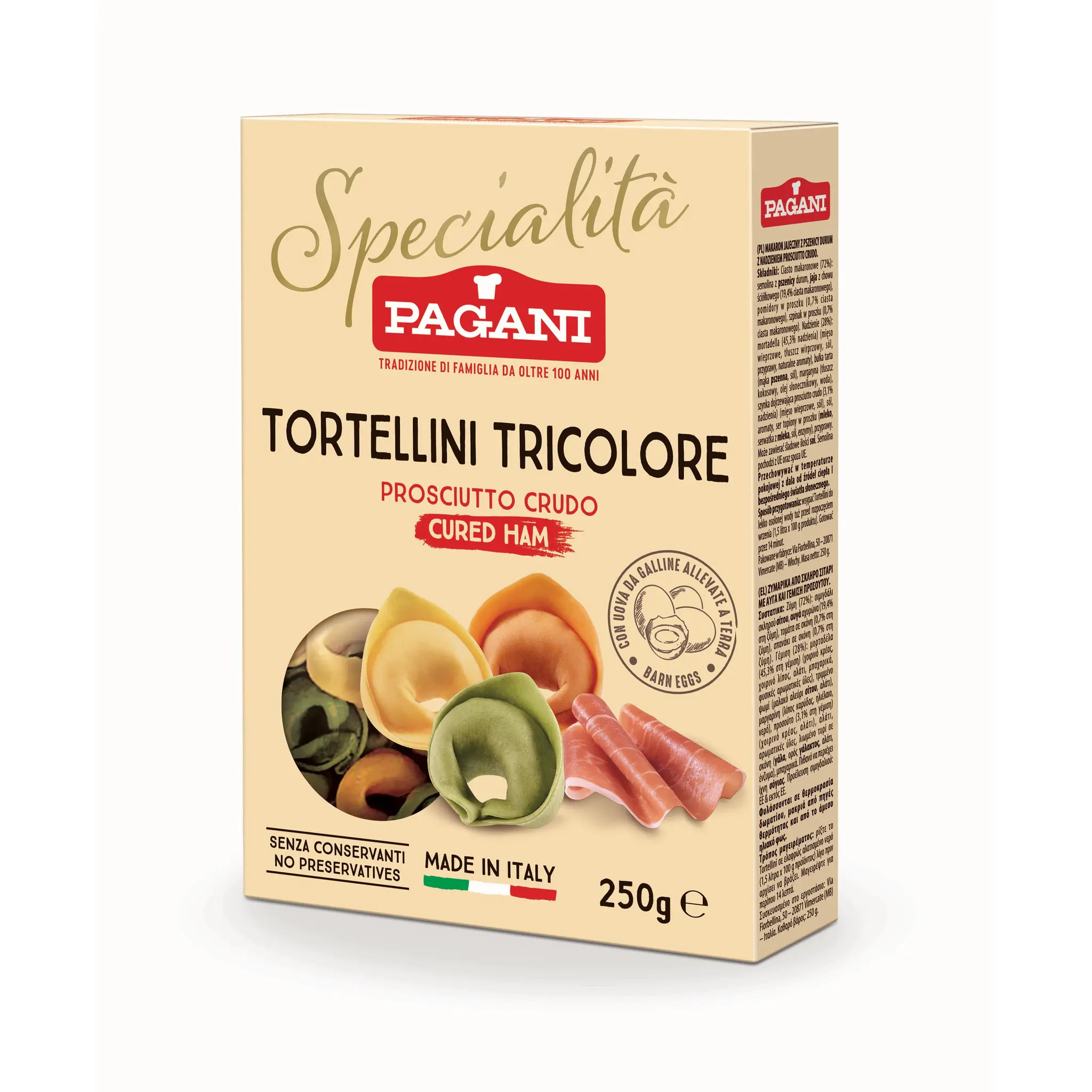 PAGANI Tortellini tricolore au jambon cru
