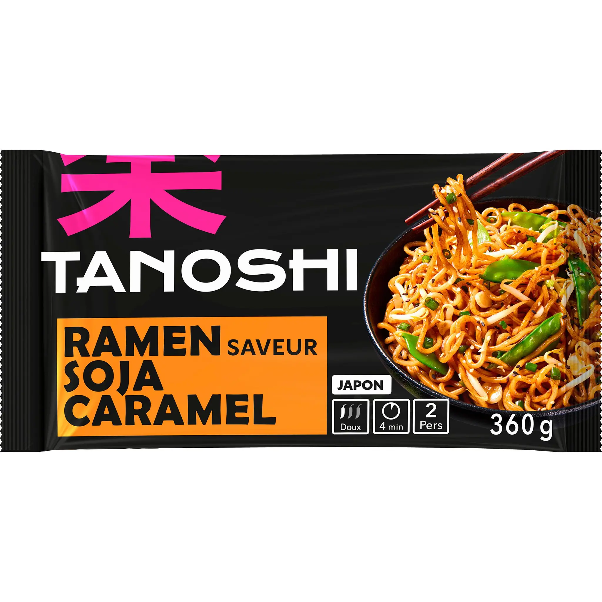 TANOSHI Ramen nouilles asiatiques précuites saveur soja caramel en sachet