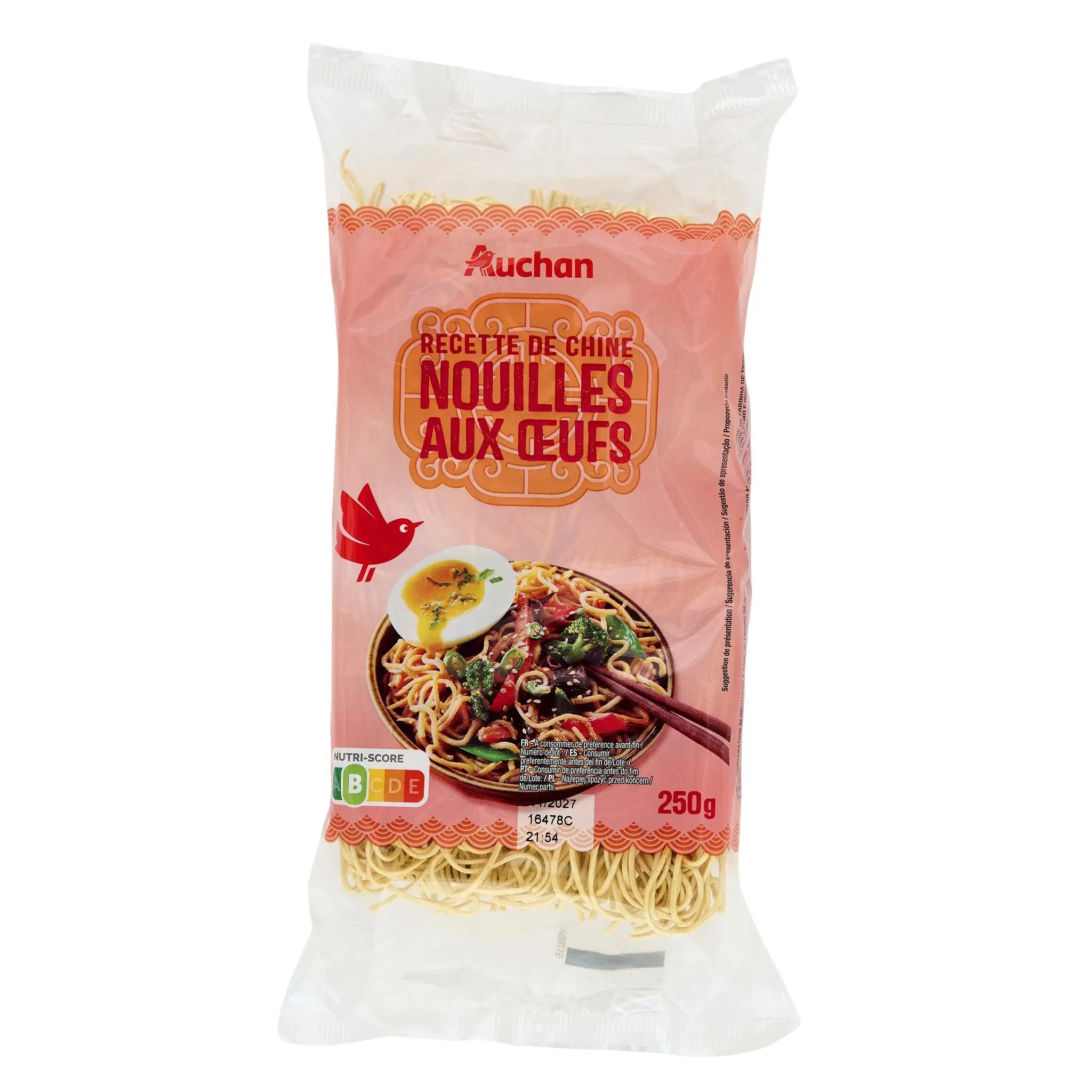 AUCHAN Nouilles chinoises aux œufs