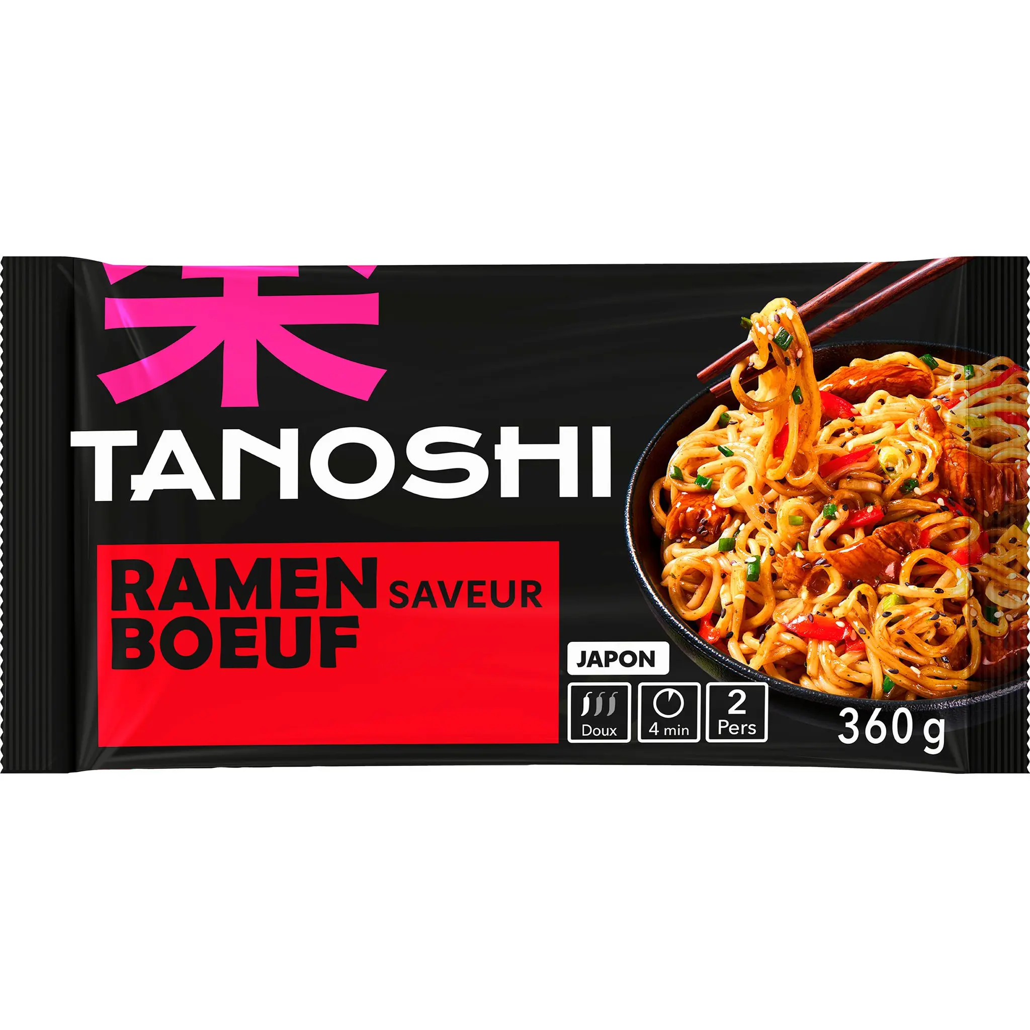 TANOSHI Ramen nouilles asiatiques précuites saveur bœuf sachet