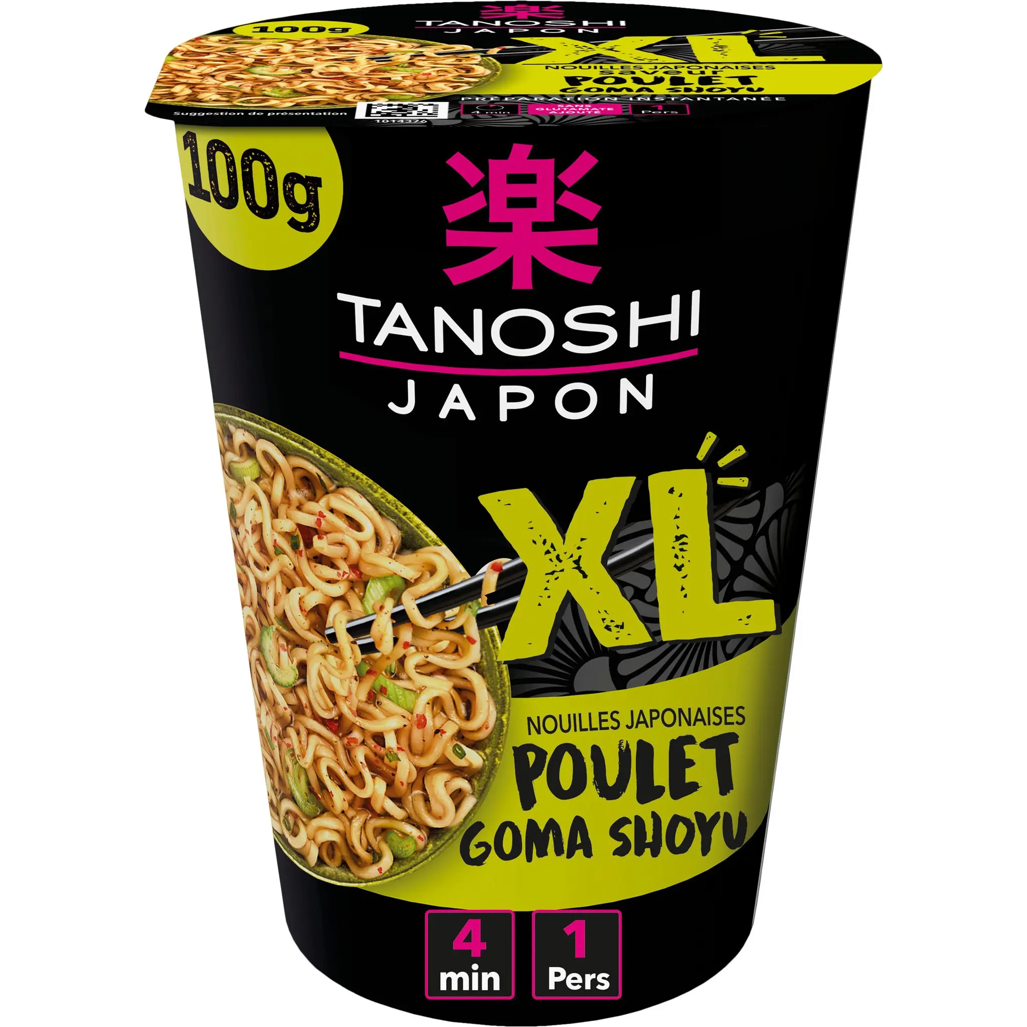 TANOSHI Cup XL nouilles japonaises instantanées saveur poulet Goma Shoyu