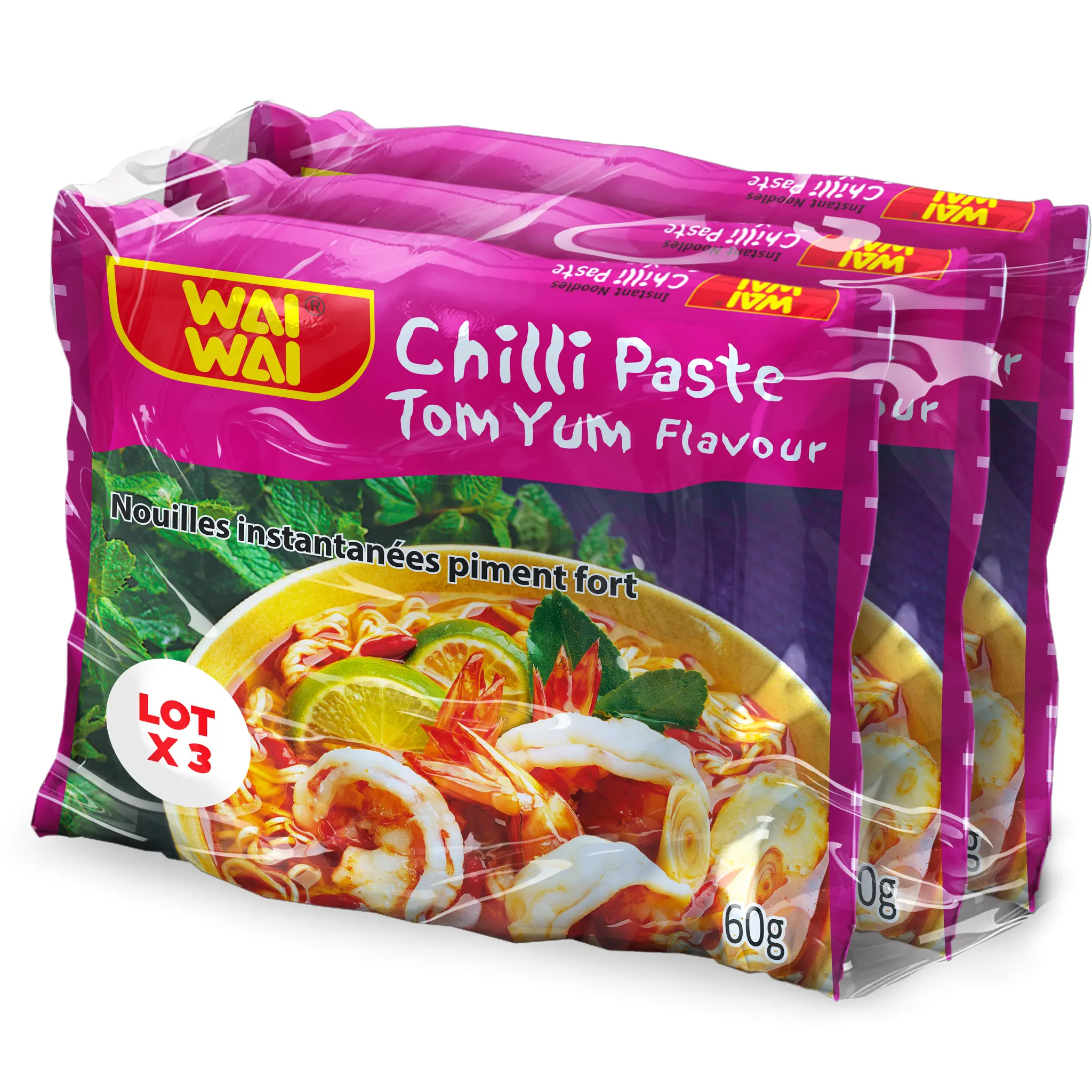 WAI WAI Nouilles asiatiques instantanées saveur piment fort