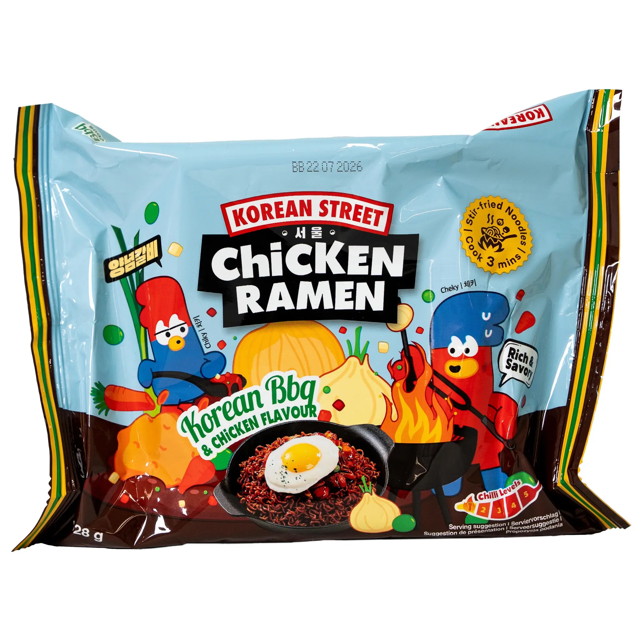 KOREAN STREET MARKET Nouilles ramen BBQ et poulet sachet
