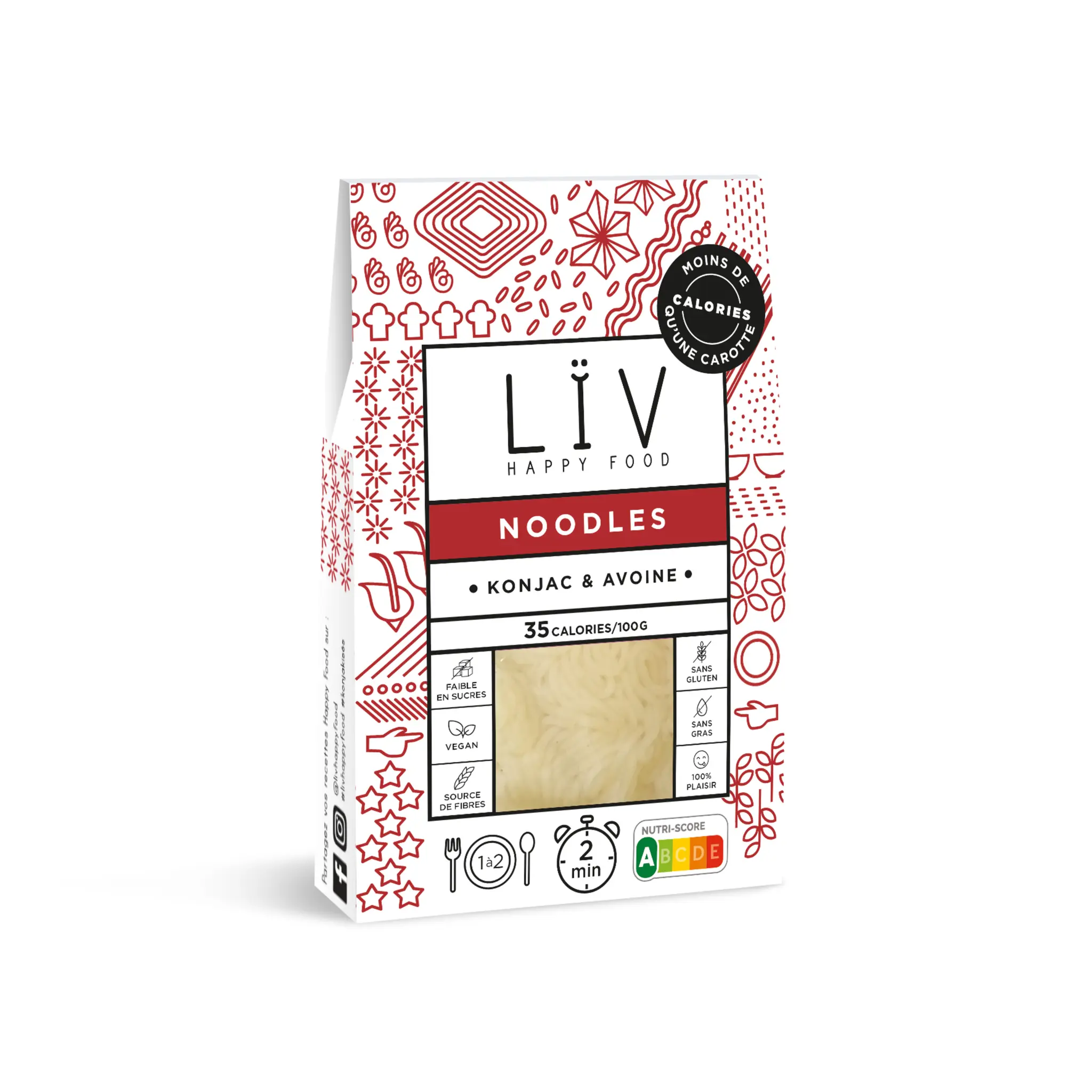 LIV HAPPY FOOD Noodles au konjac et à l'avoine sans gluten cuisson rapide