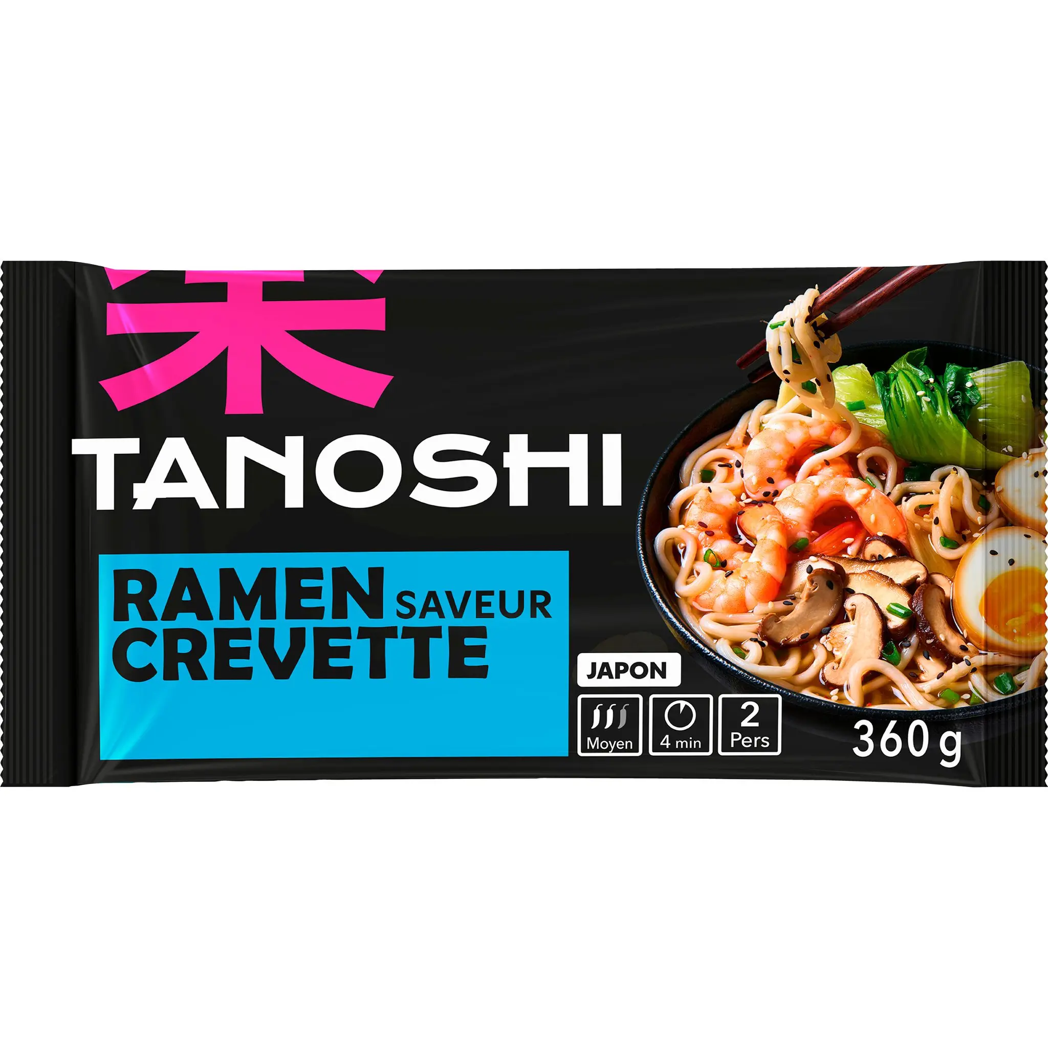 TANOSHI Ramen nouilles asiatiques précuites aux crevettes sachet