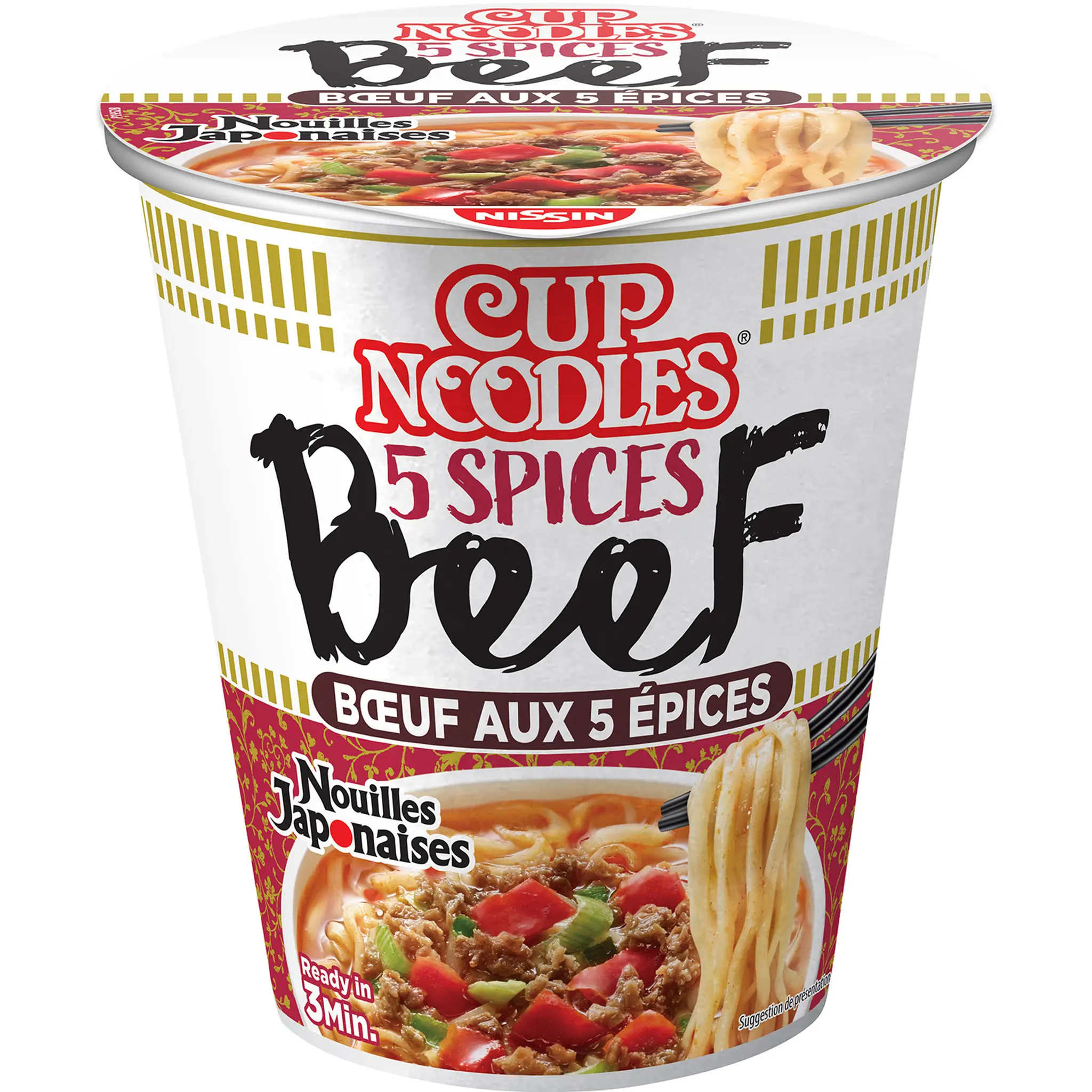 NISSIN Cup nouilles japonaises instantanées bœuf aux 5 épices