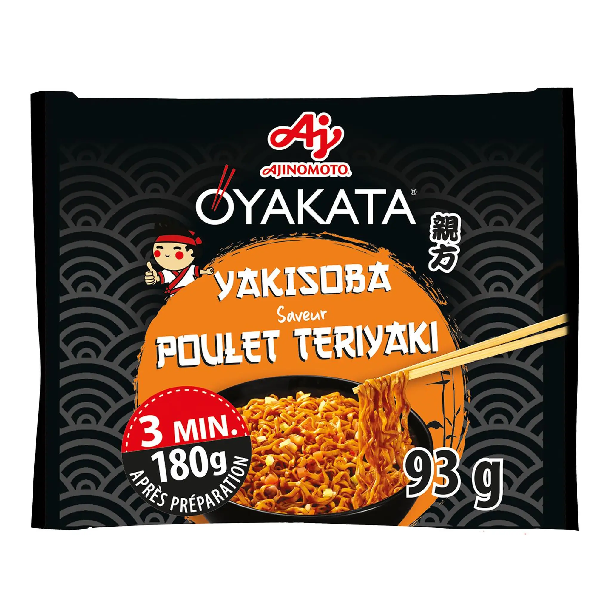 OYAKATA Yakisoba nouilles de blé sautées saveur poulet Teriyaki prêt en 3 min