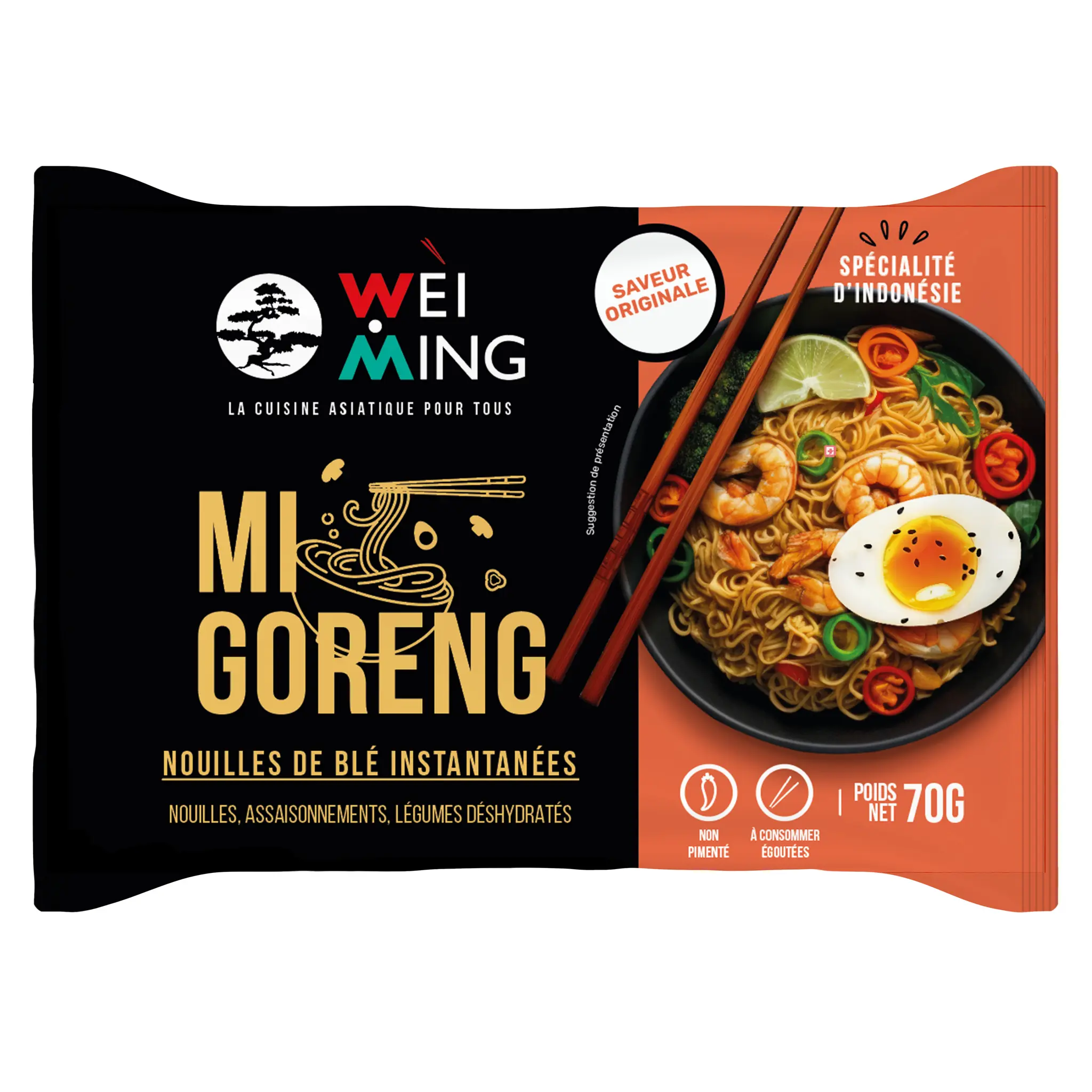 WEI MING Nouilles de blé instantanées Mi Goreng indonésien