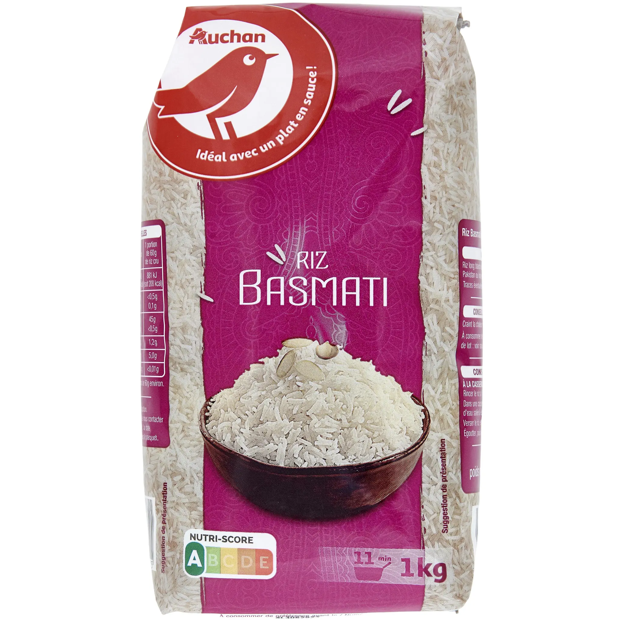AUCHAN Riz basmati prêt en 11 min