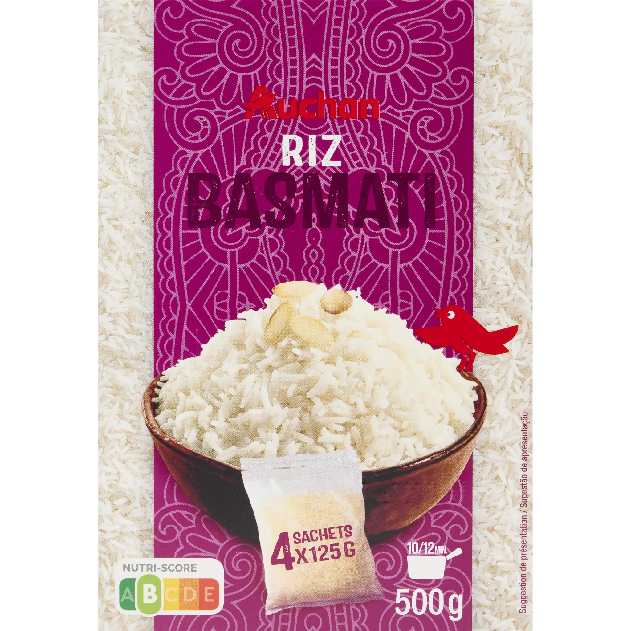 AUCHAN Riz basmati sachets cuisson prêt en 11 min