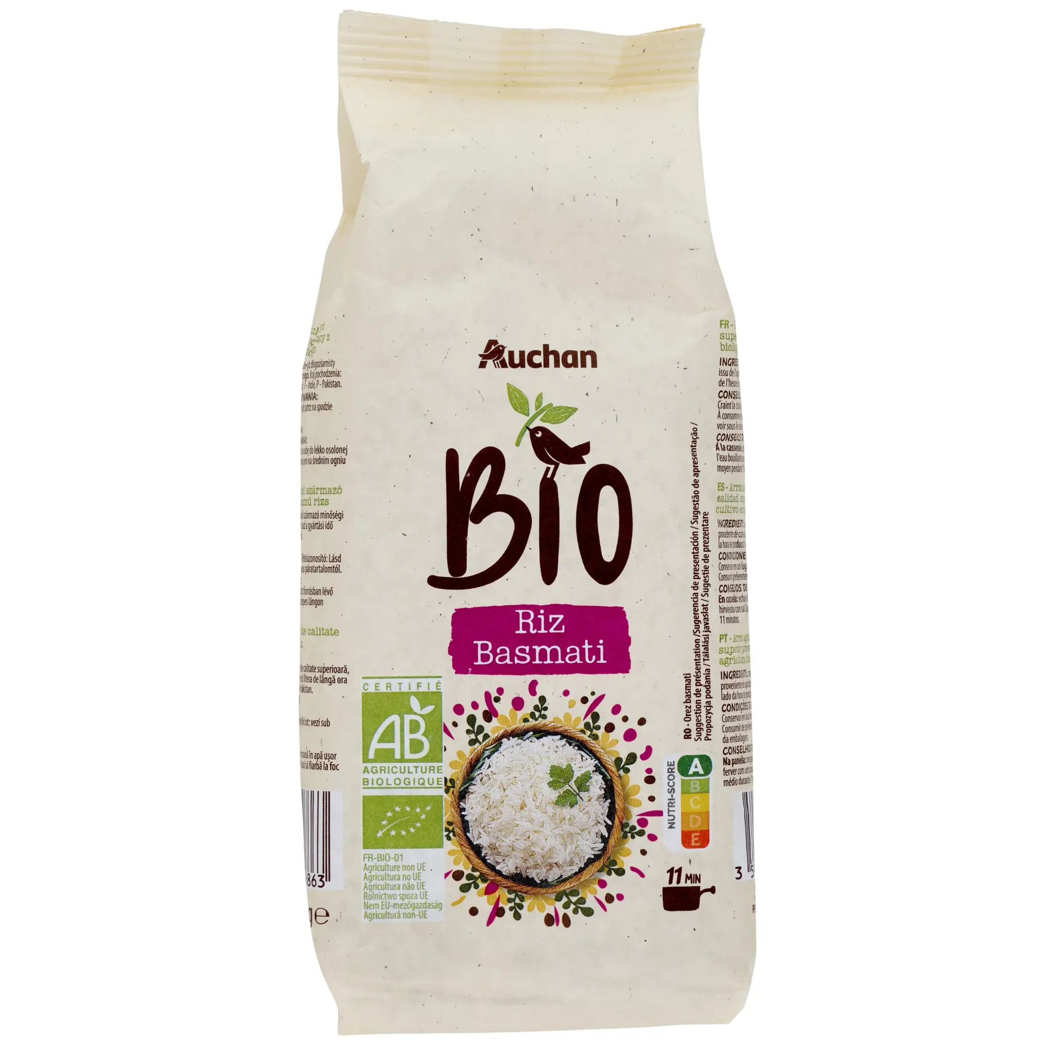 AUCHAN BIO Riz basmati prêt en 11min
