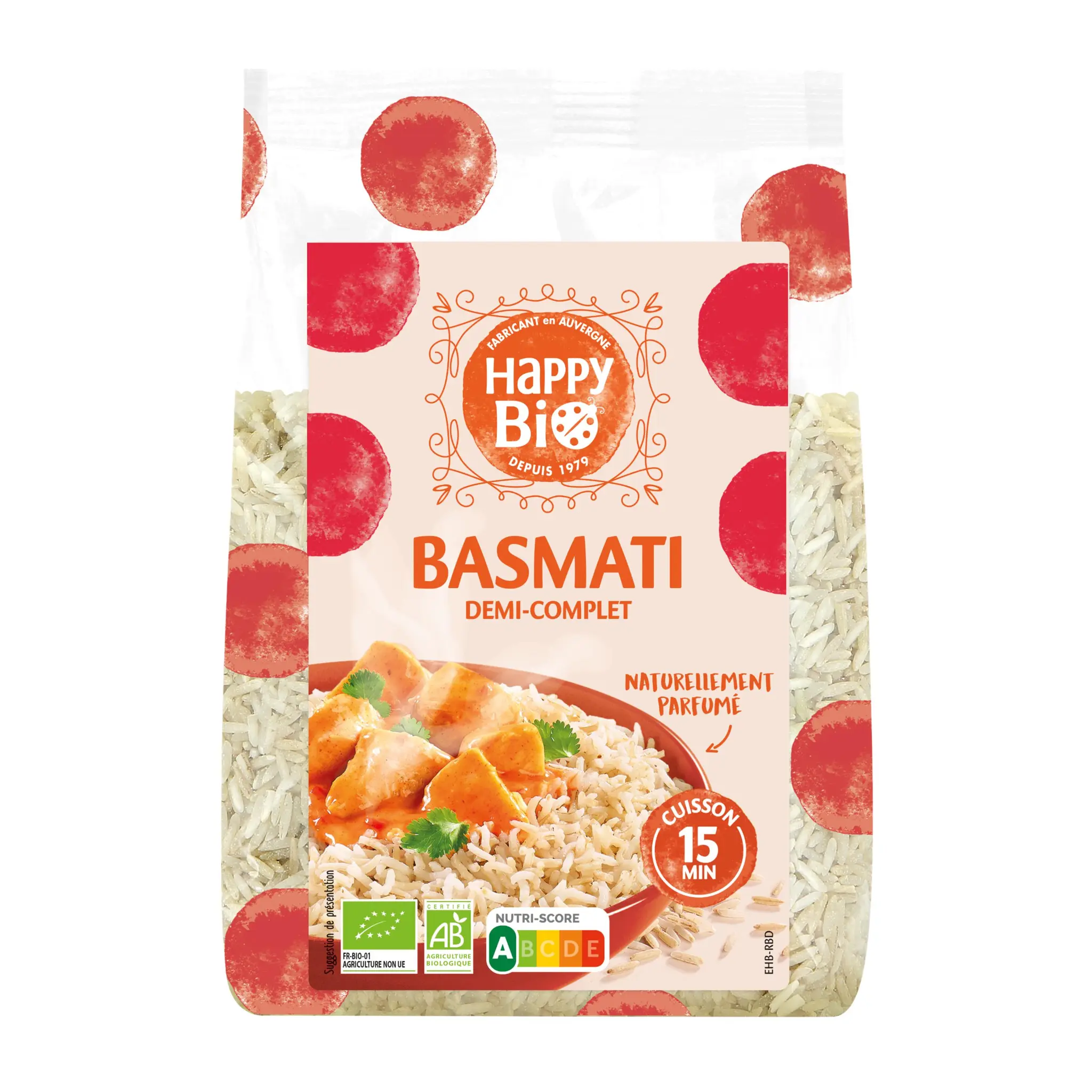 HAPPY BIO Riz basmati semi-complet prêt en 15min