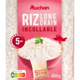 AUCHAN Riz long grain incollable en sachets