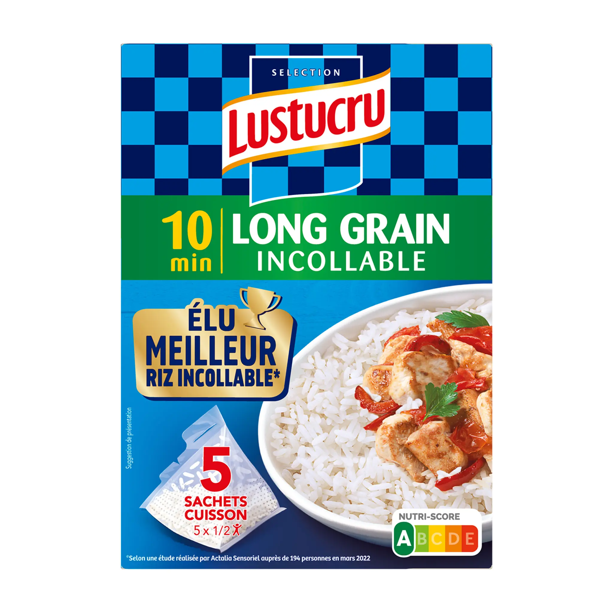 LUSTUCRU Riz long grain incollable sachets cuisson prêt en 10min