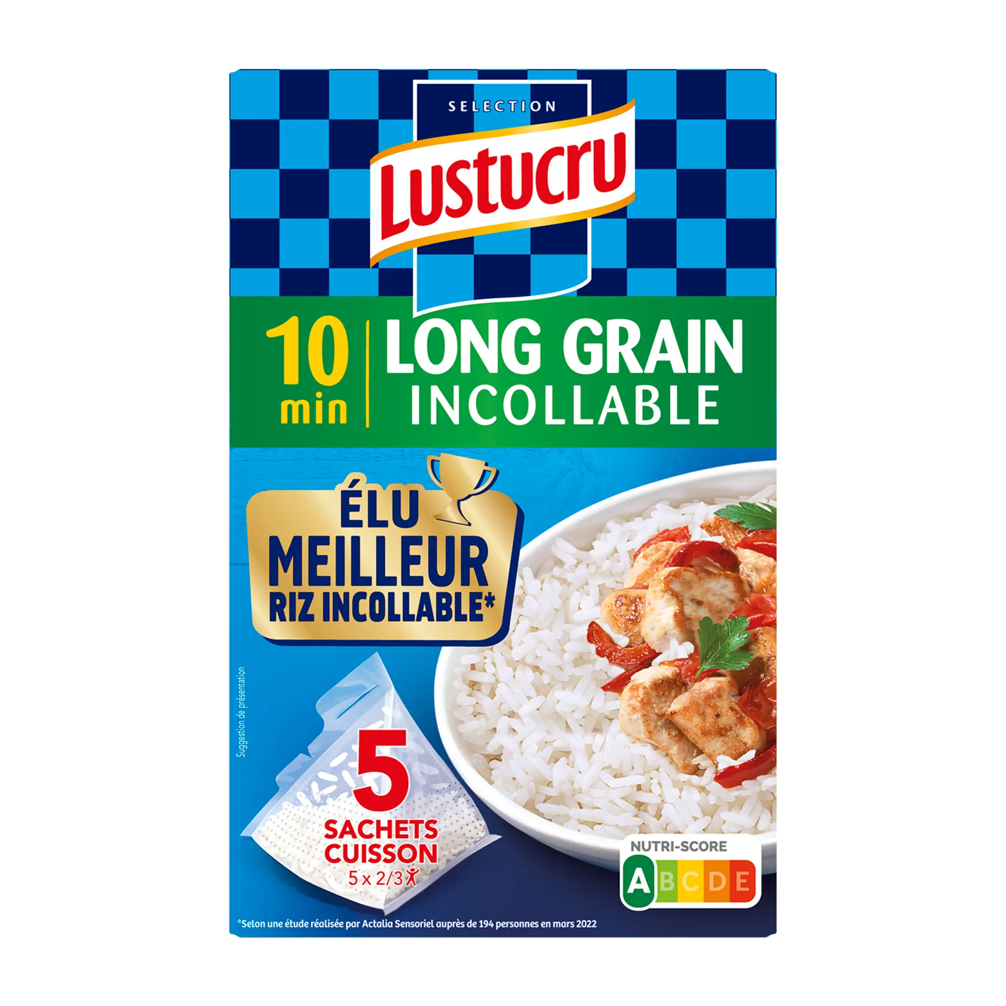 LUSTUCRU Riz long grain incollable sachets cuisson prêt en 10min