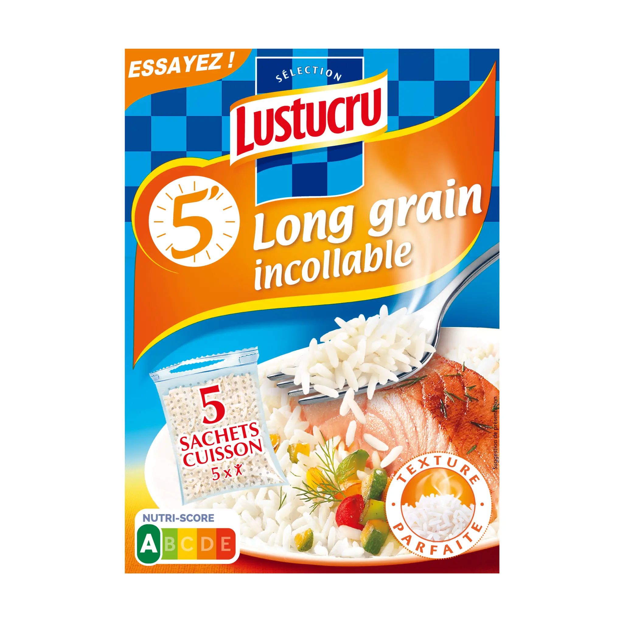 LUSTUCRU Riz long grain incollable sachets cuisson rapide