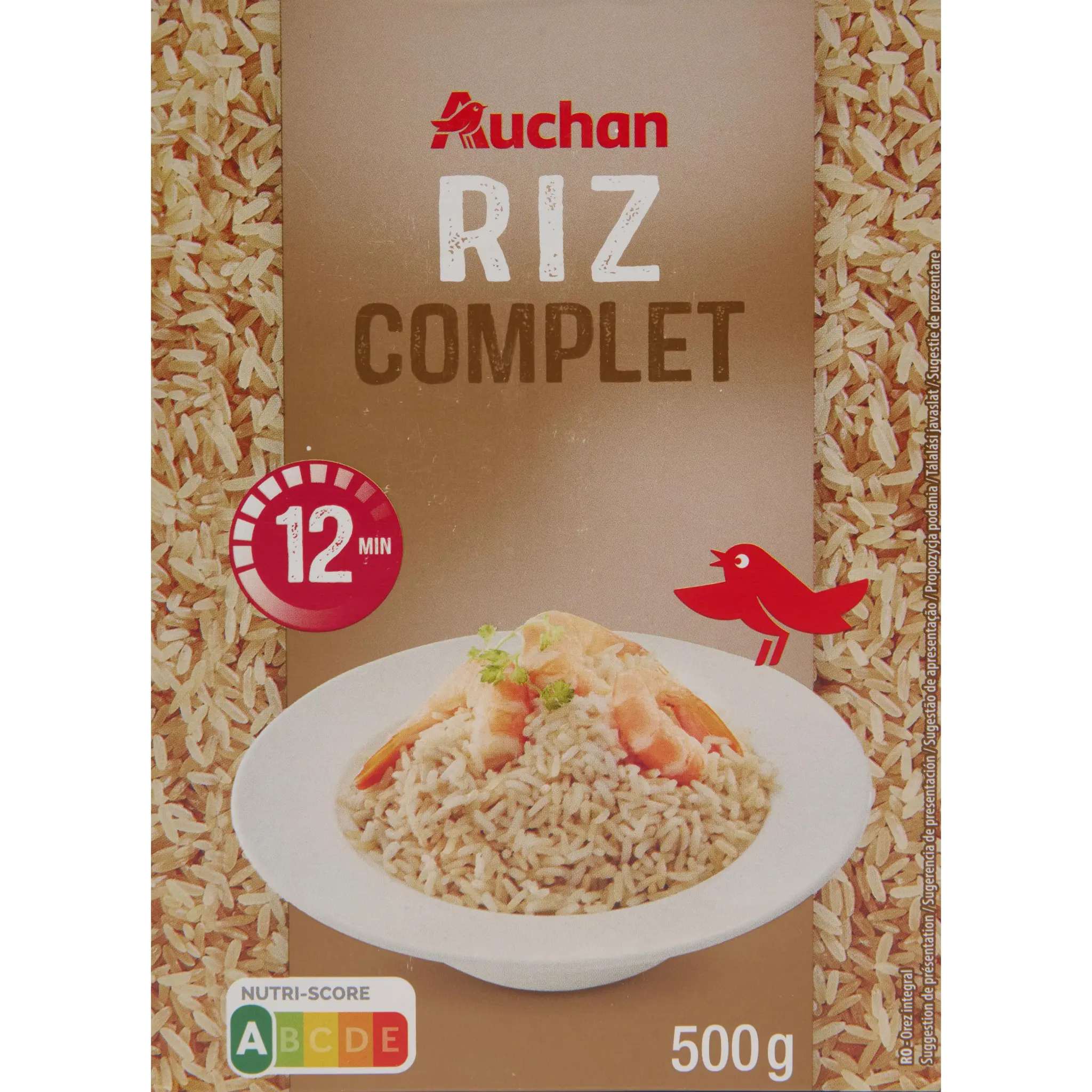 AUCHAN Riz complet cuisson rapide prêt en 10 min