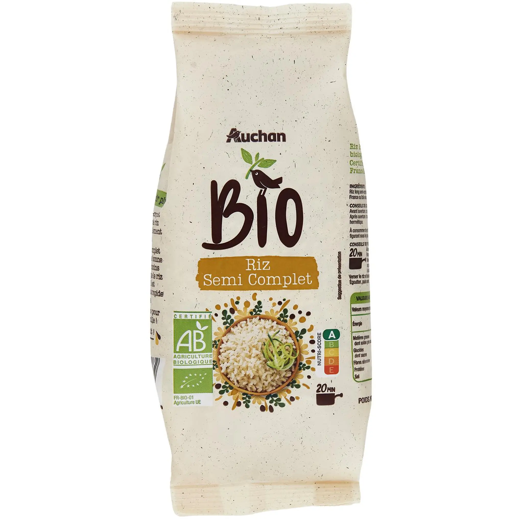 AUCHAN BIO Riz semi-complet