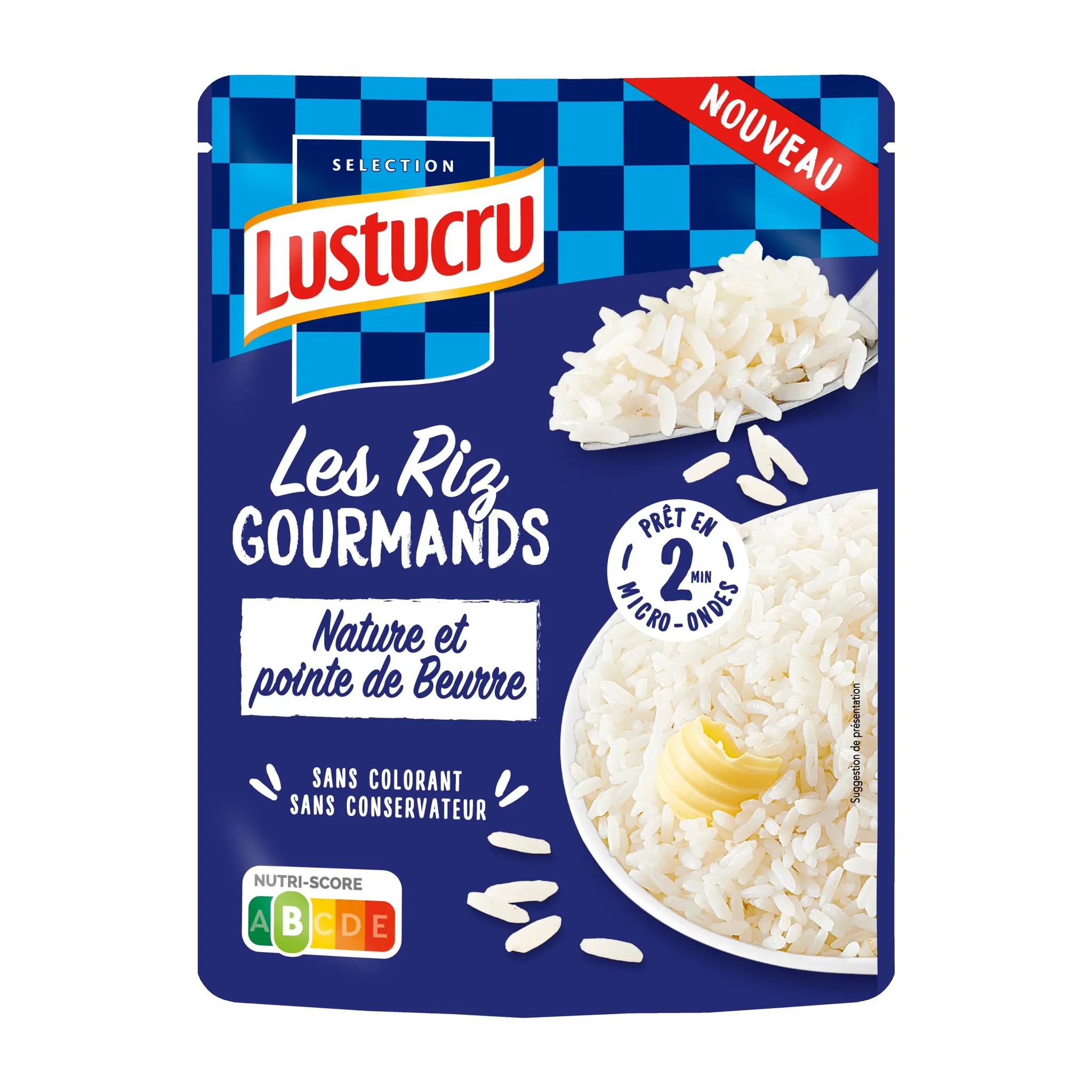 LUSTUCRU Les riz gourmands riz nature avec pointe de beurre 2min au micro-ondes