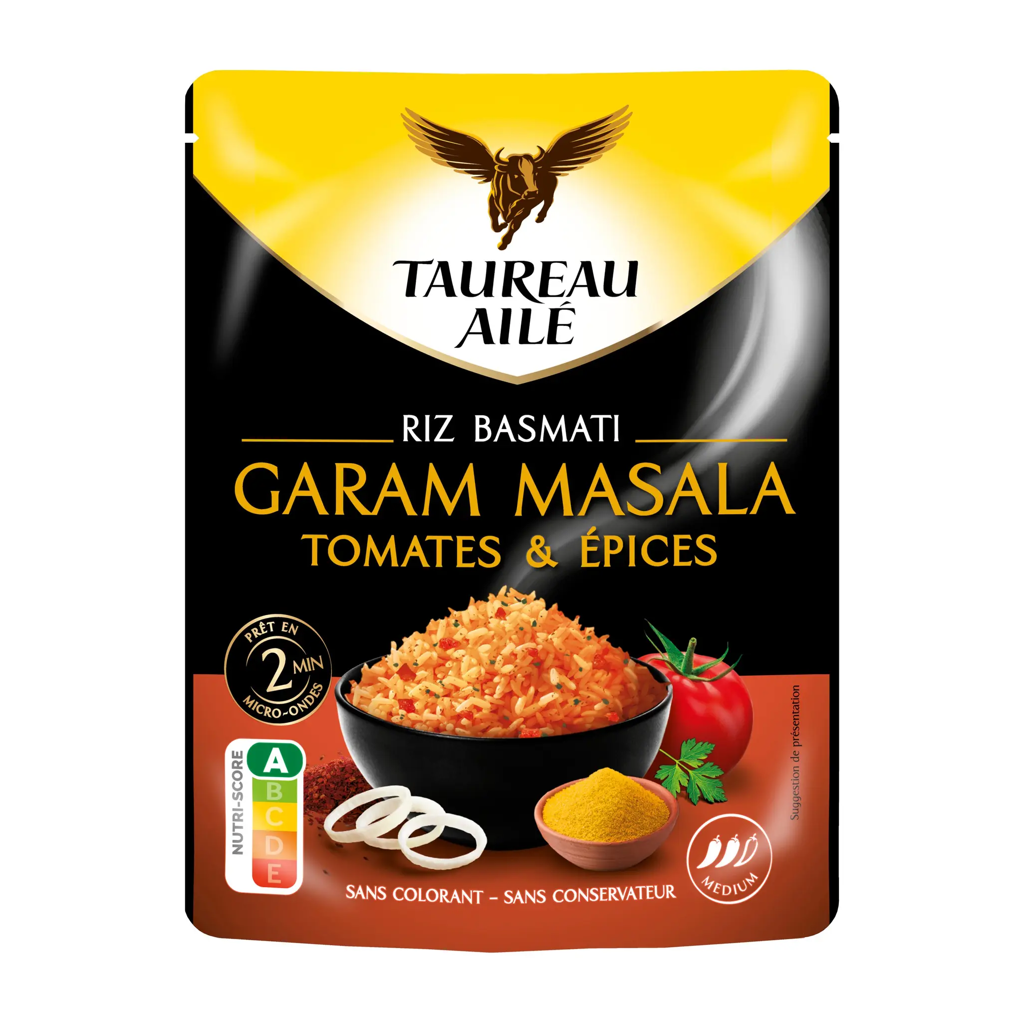 TAUREAU AILE Riz basmati garam masala tomates et épices sachet express