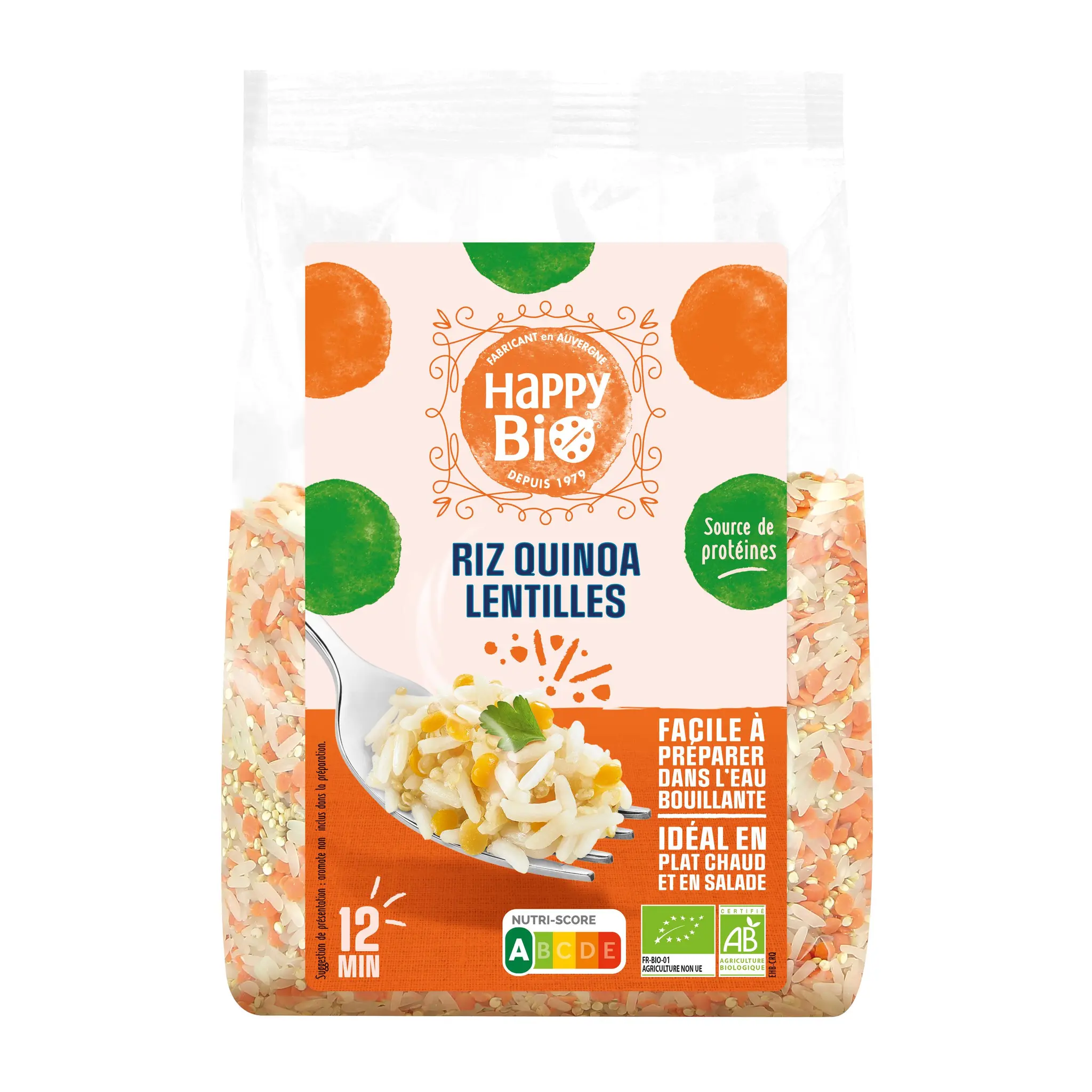 HAPPY BIO Riz quinoa lentilles