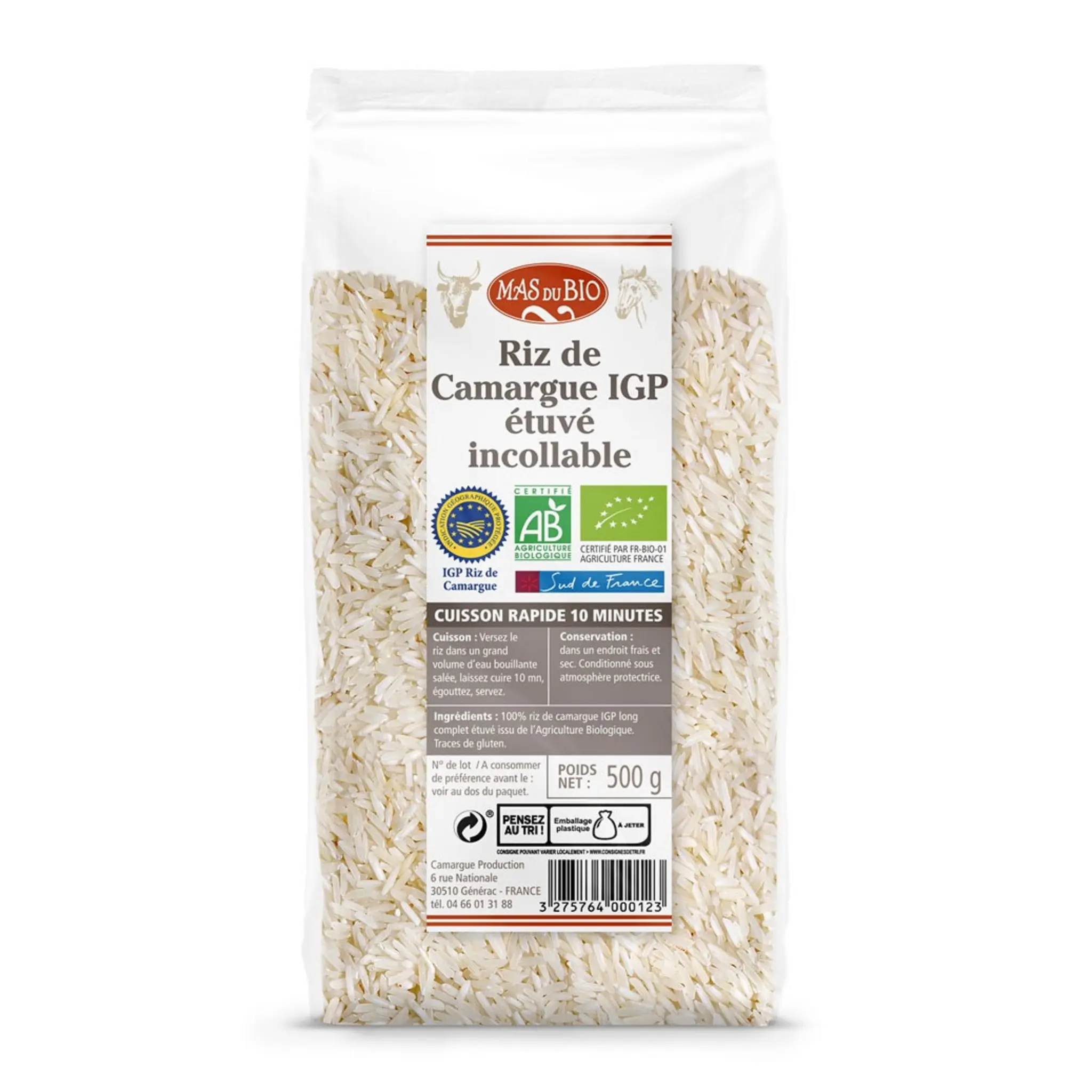 MAS DU BIO Riz de Camargue étuvé incollable IGP bio
