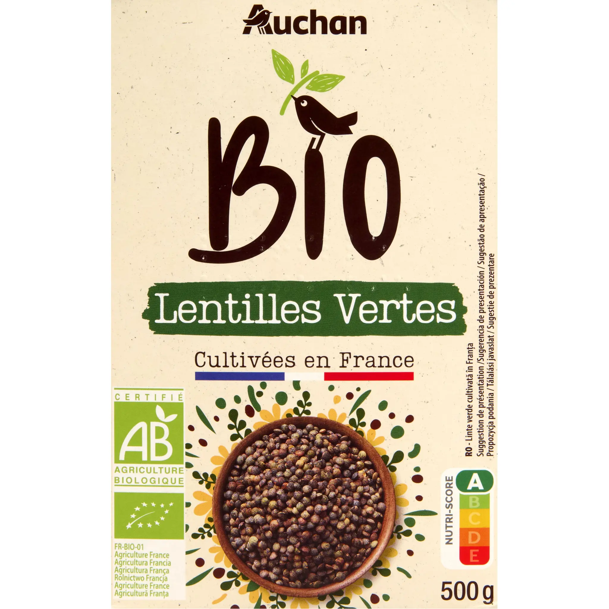 AUCHAN BIO Lentilles vertes origine France