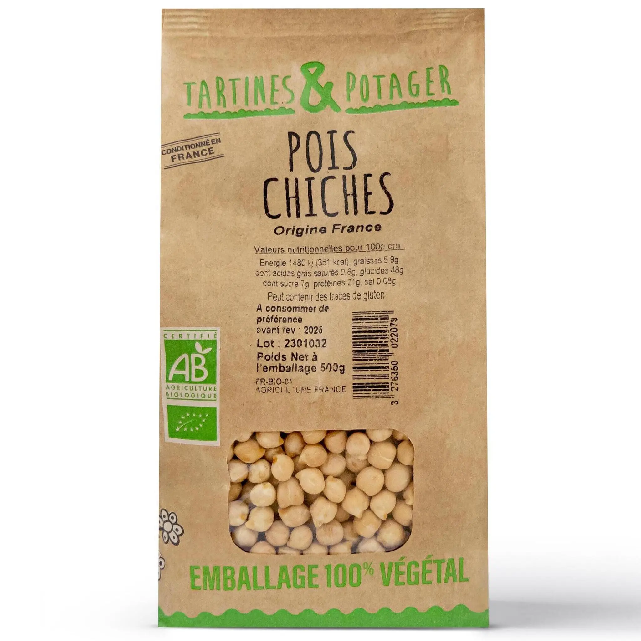 TARTINES & POTAGER Pois chiches bio Origine France