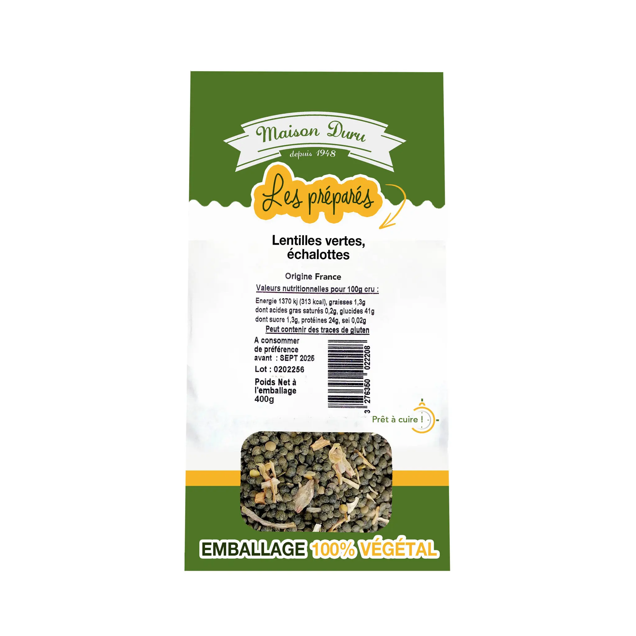 MAISON DURU Lentilles vertes et échalottes