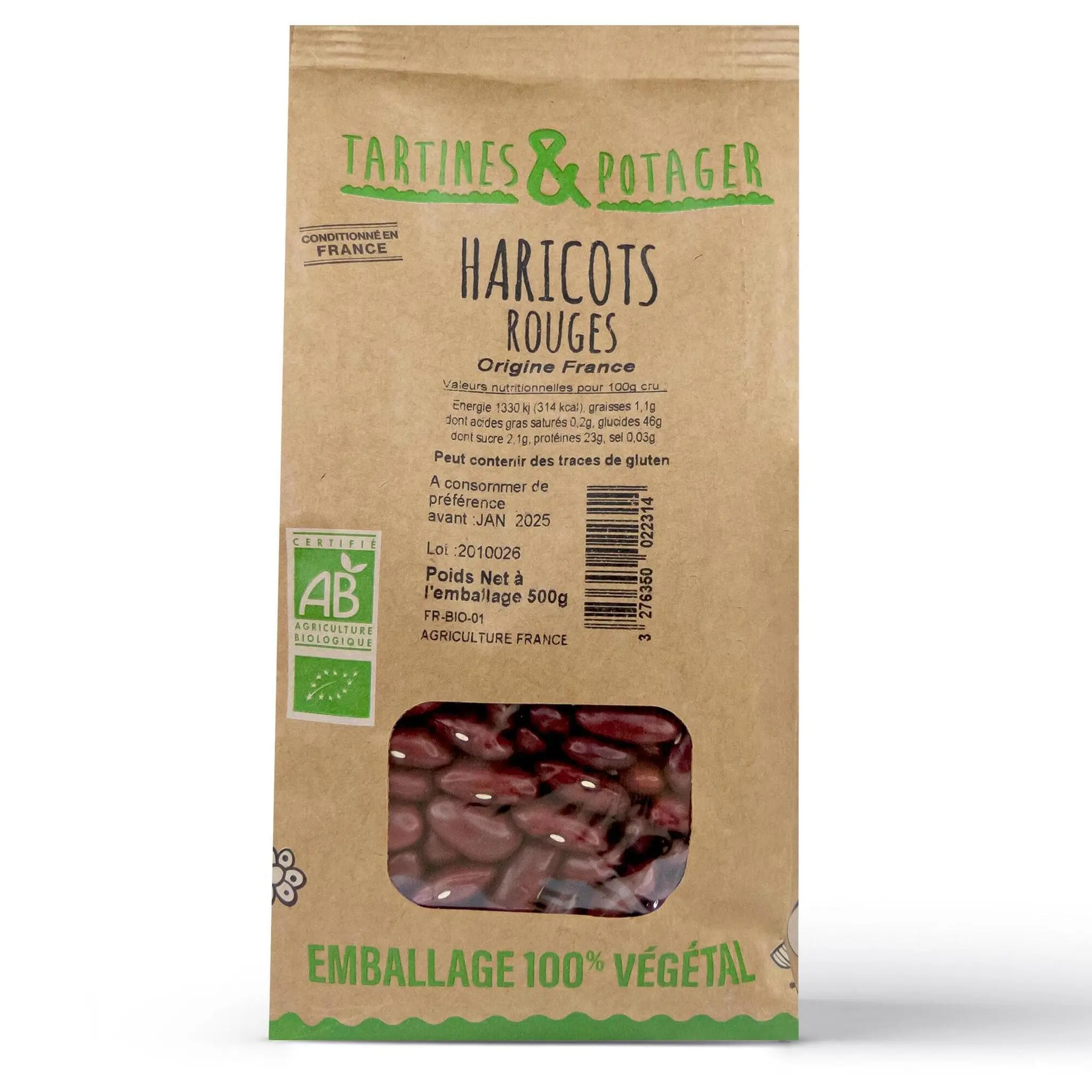 TARTINES & POTAGER Haricots rouges bio d'origine France