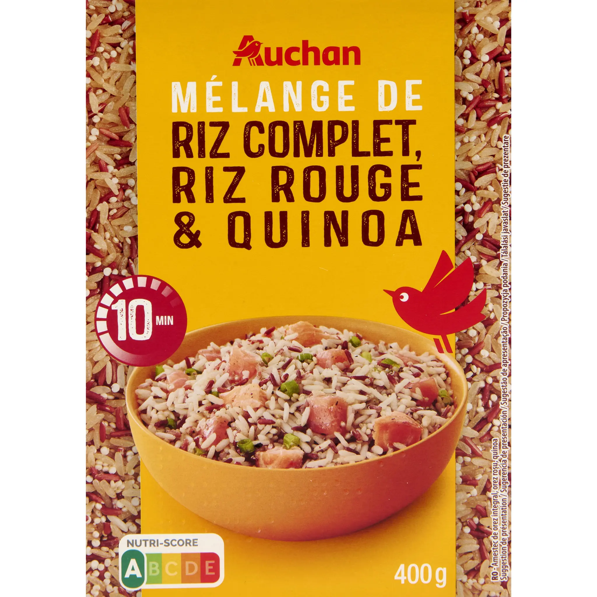 AUCHAN Mélange riz complet riz rouge quinoa prêt en 10 min