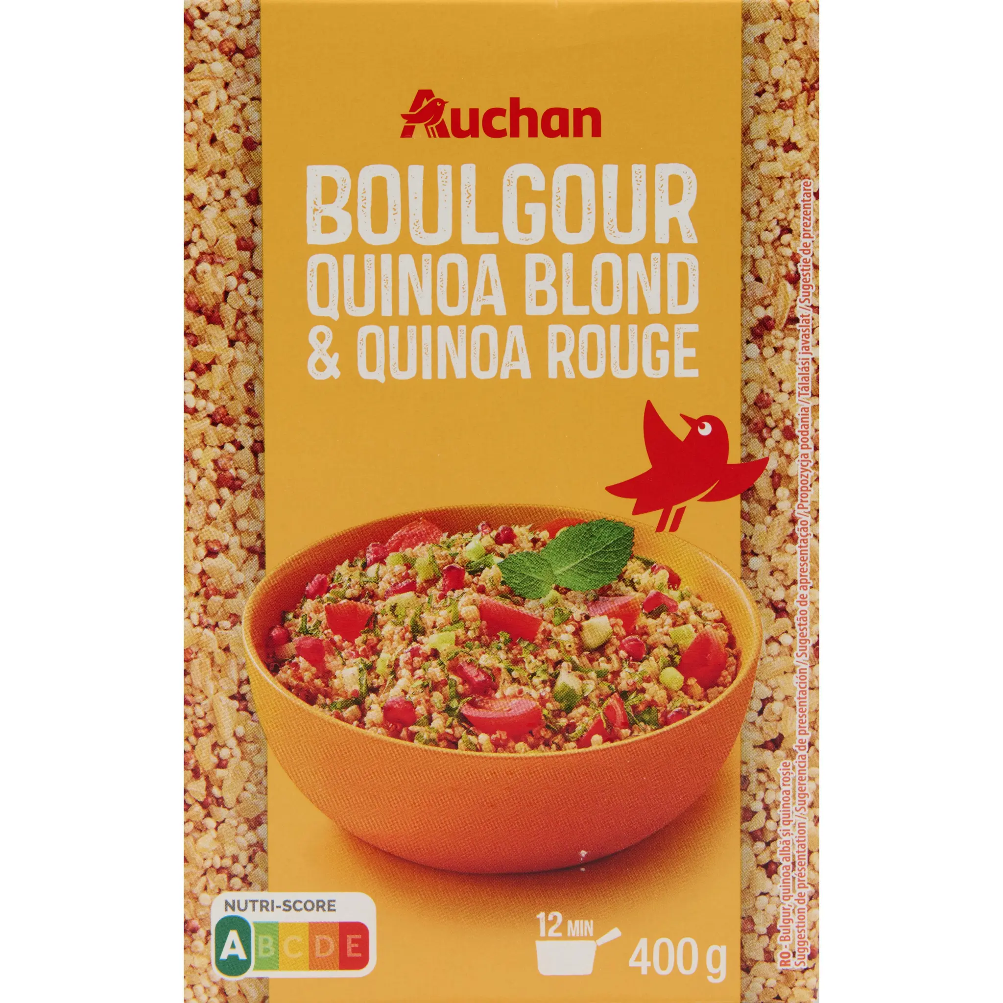 AUCHAN Mélange boulgour et quinoa blond et rouge 12 min