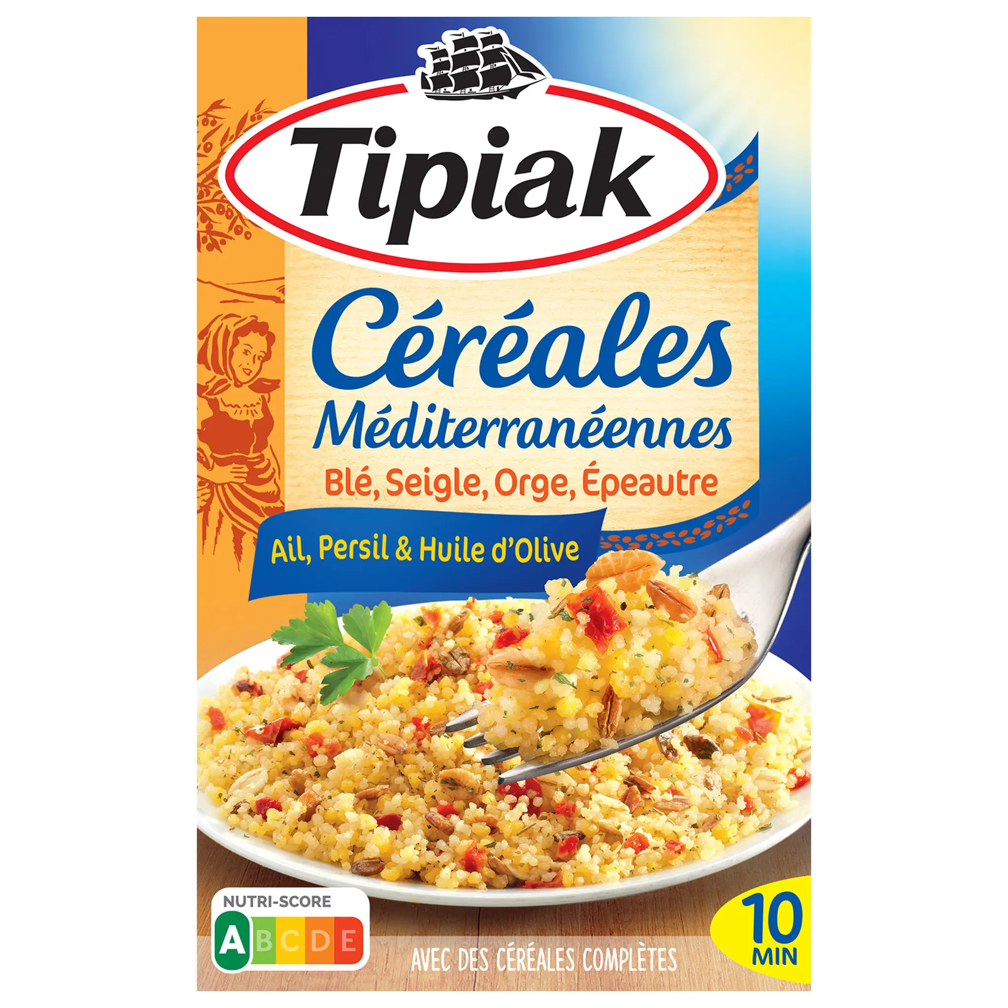 TIPIAK Céréales méditerranéennes blé épeautre tomate persillade sachets express