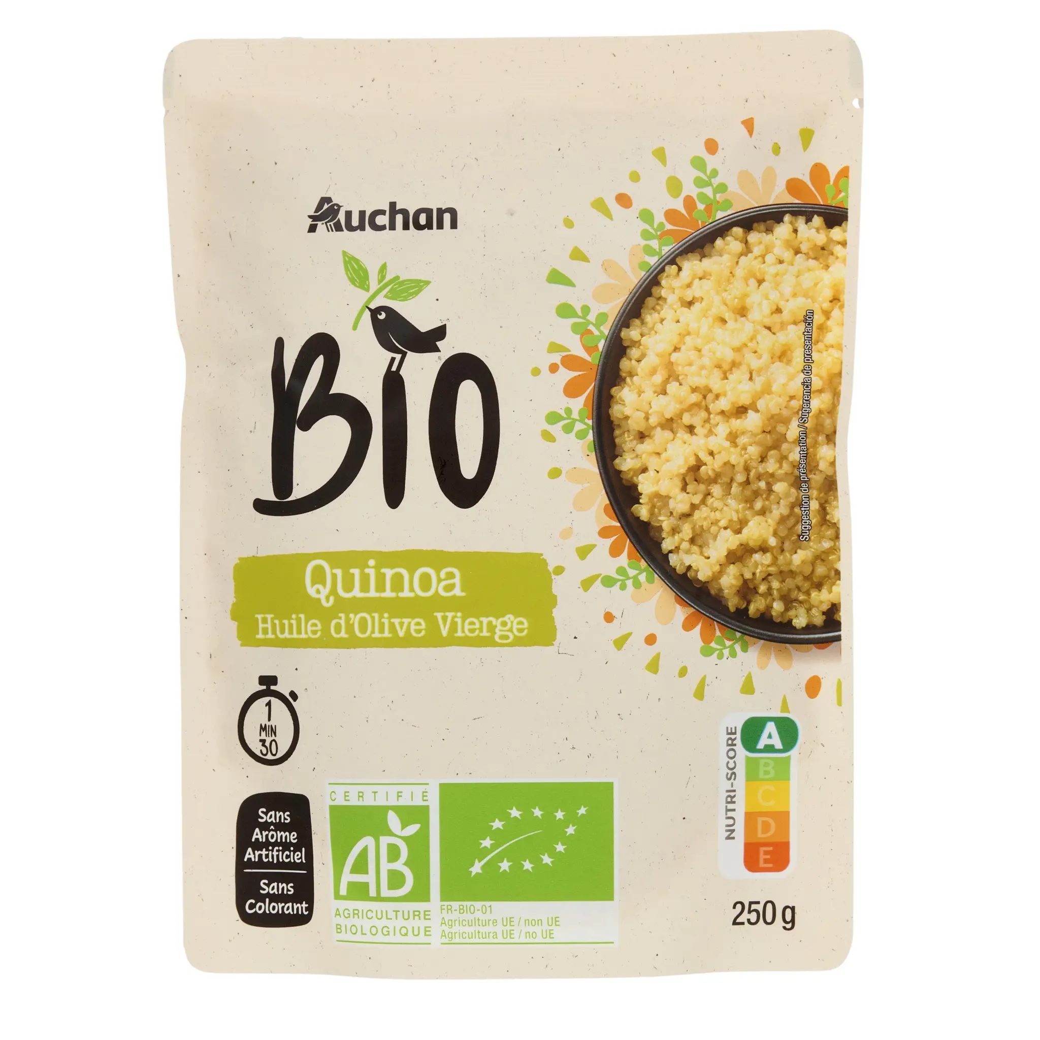 AUCHAN BIO Quinoa huile d'olive sachet express