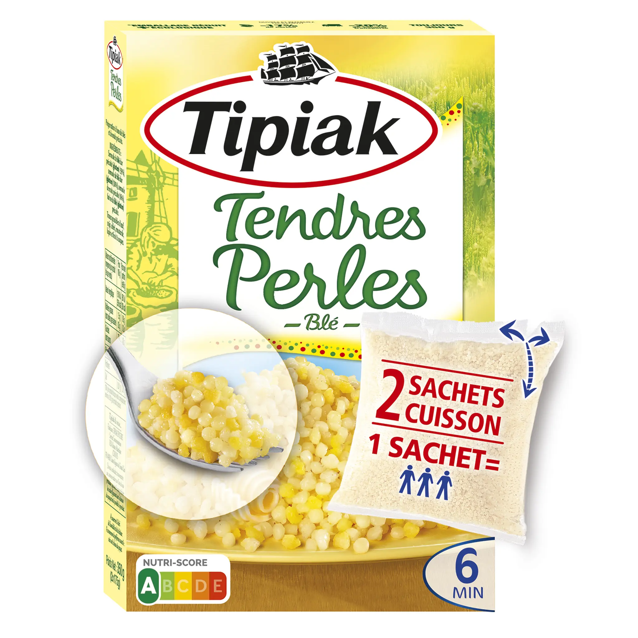 TIPIAK Tendres perles de blé sachets cuisson sachets express
