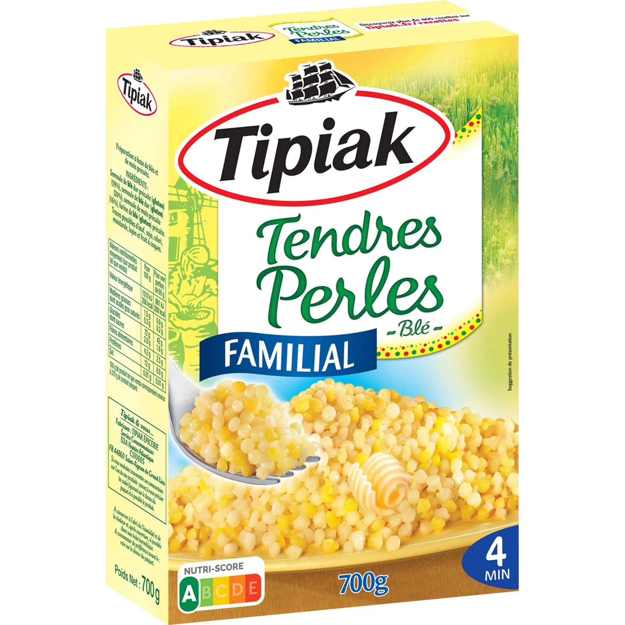TIPIAK Tendres perles de blé prêt en 4 min
