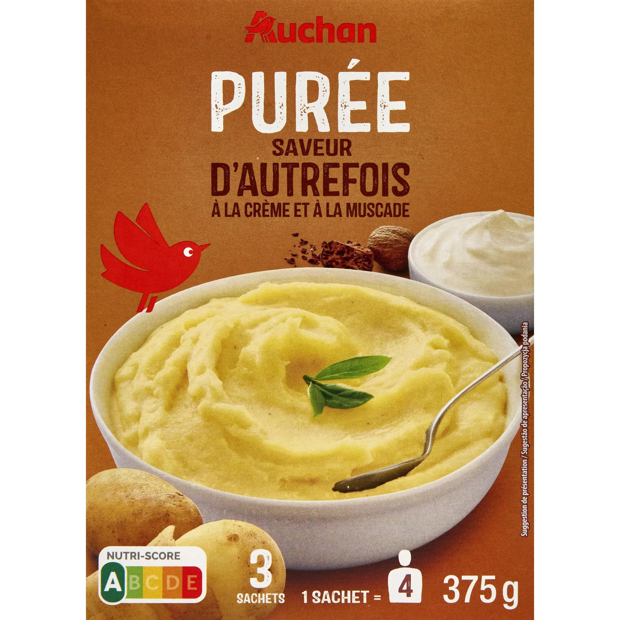 AUCHAN Purée saveur d'autrefois à la crème et à la muscade