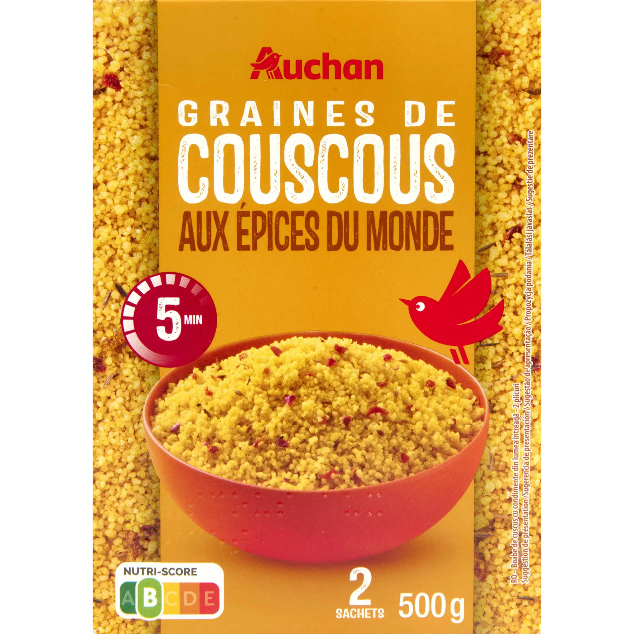 AUCHAN Couscous parfumé aux épices du monde prêt en 5min