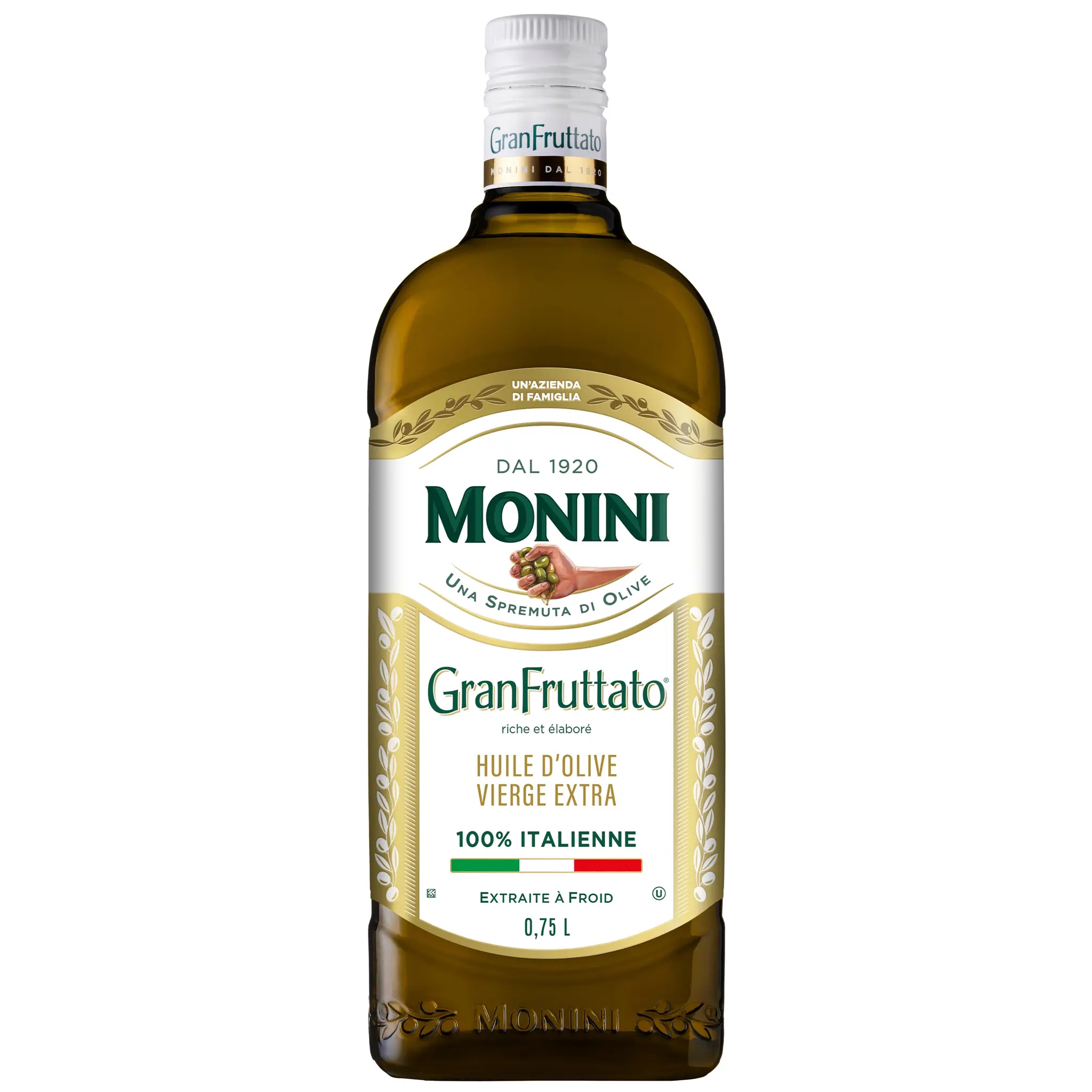MONINI Huile d'olive vierge extra riche et puissante extraite à froid origine Italie
