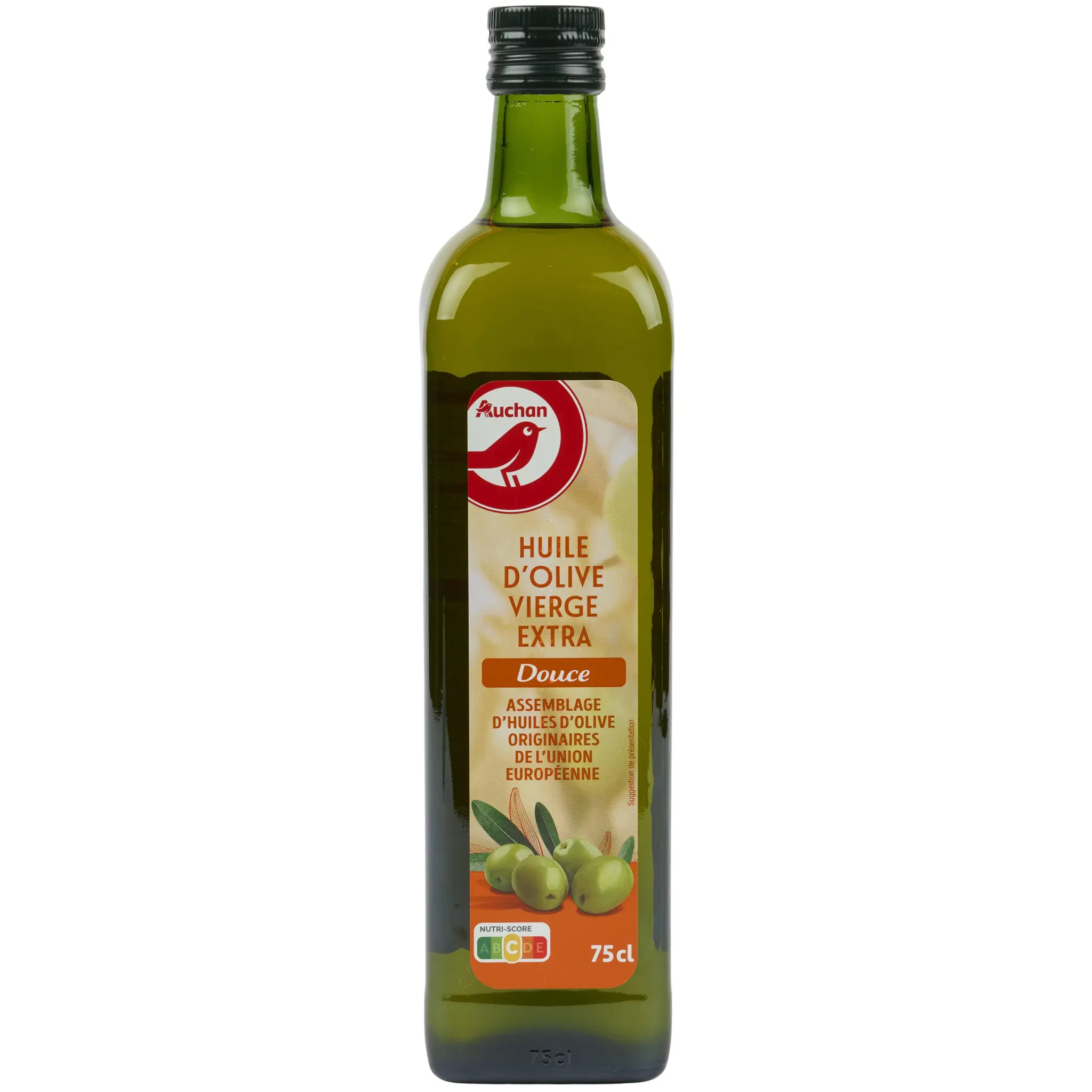 AUCHAN Huile d'olive vierge douce bouteille verre