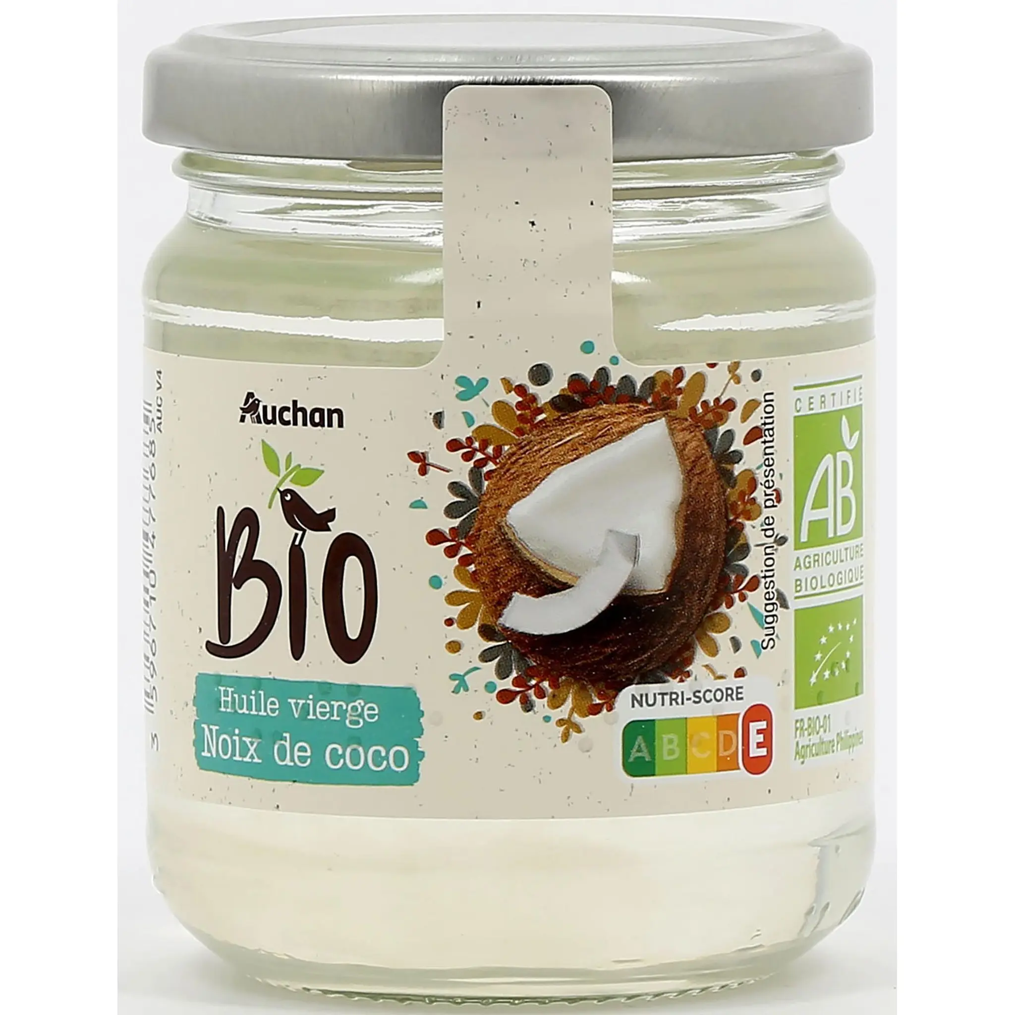 AUCHAN BIO Huile vierge de noix de coco