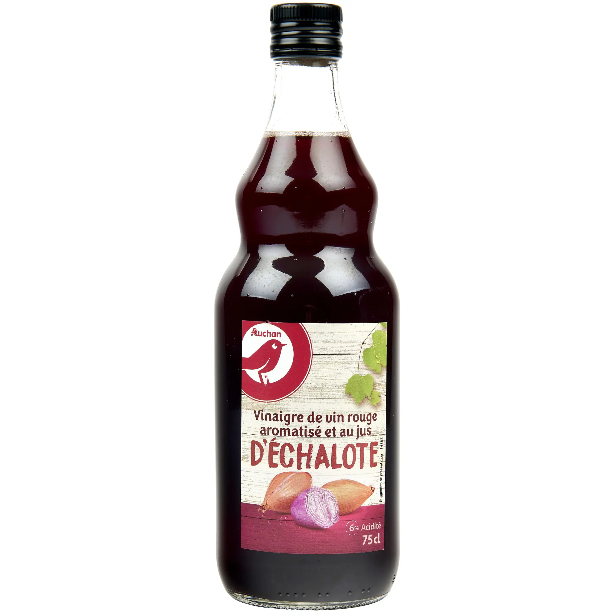 AUCHAN Vinaigre de vin rouge au jus d'échalote 6% d'acidité