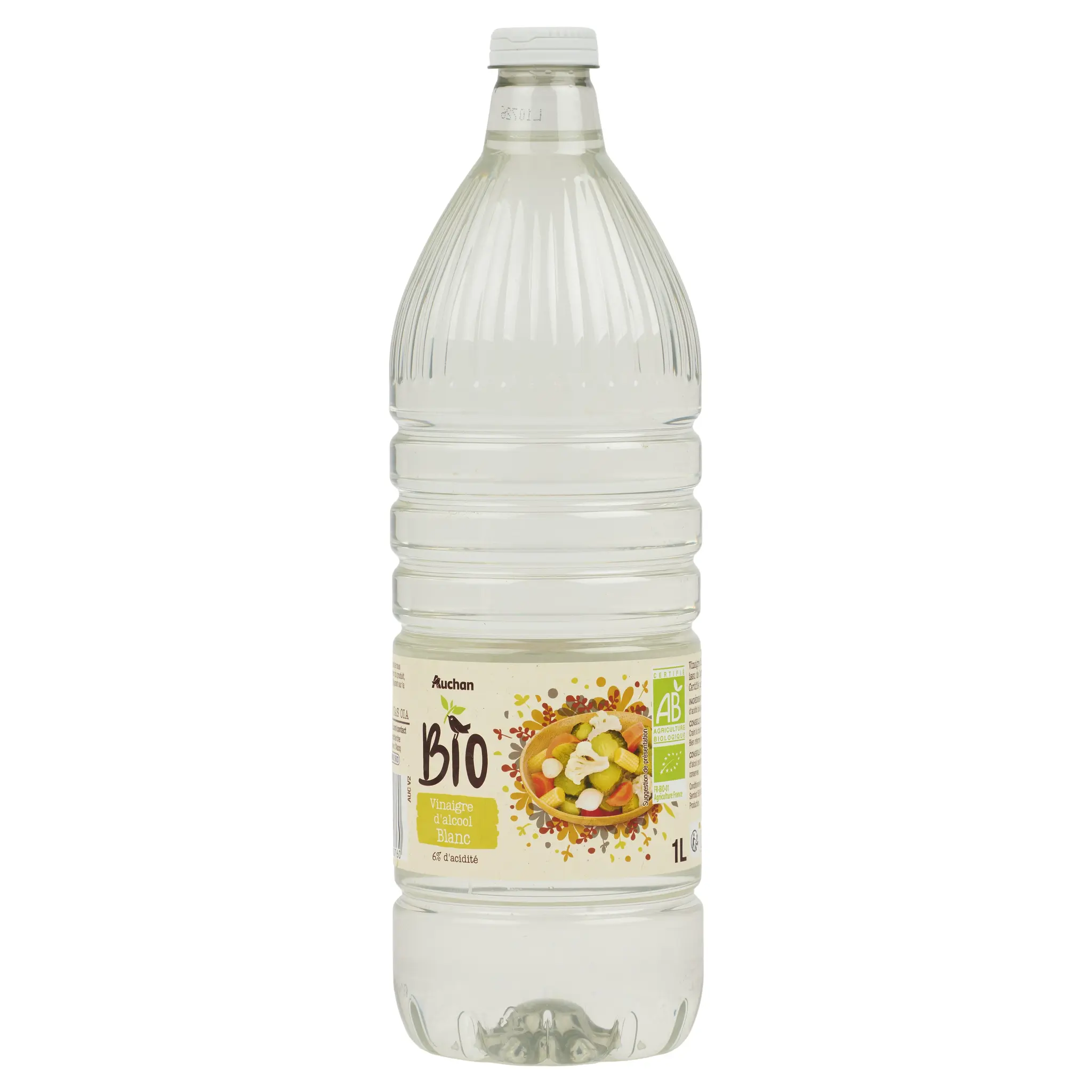 AUCHAN BIO Vinaigre d'alcool blanc 6% d'acidité