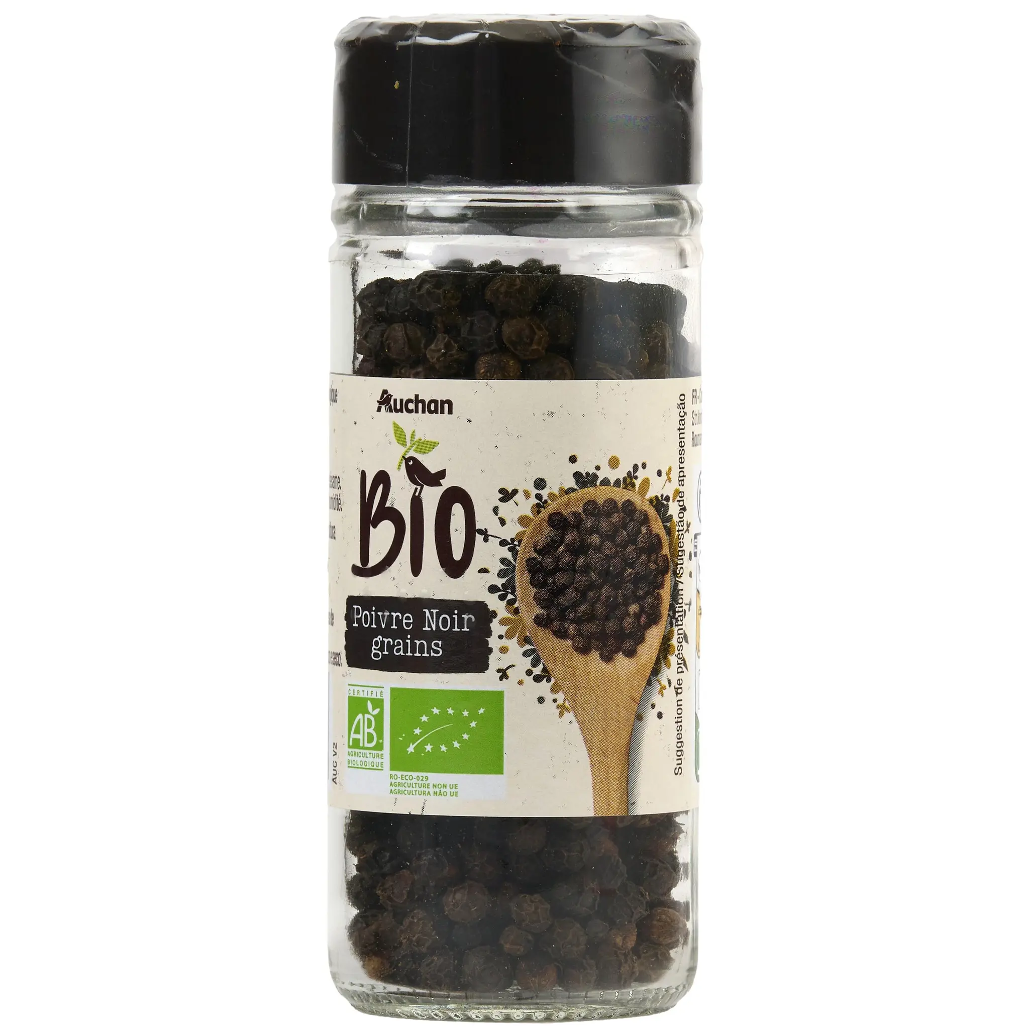 AUCHAN BIO Poivre noir en grains