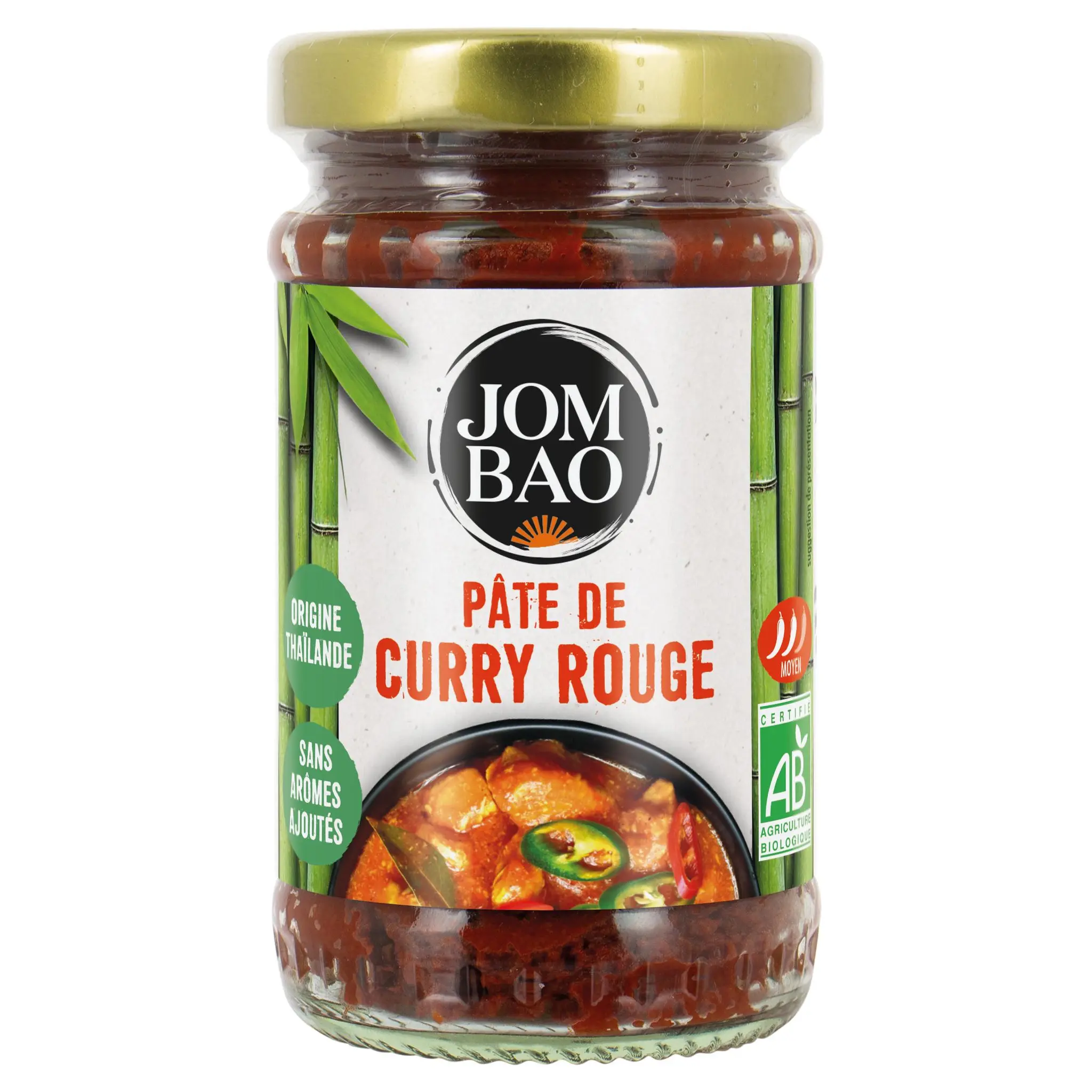 JOM BAO Pâte de curry rouge bocal bio