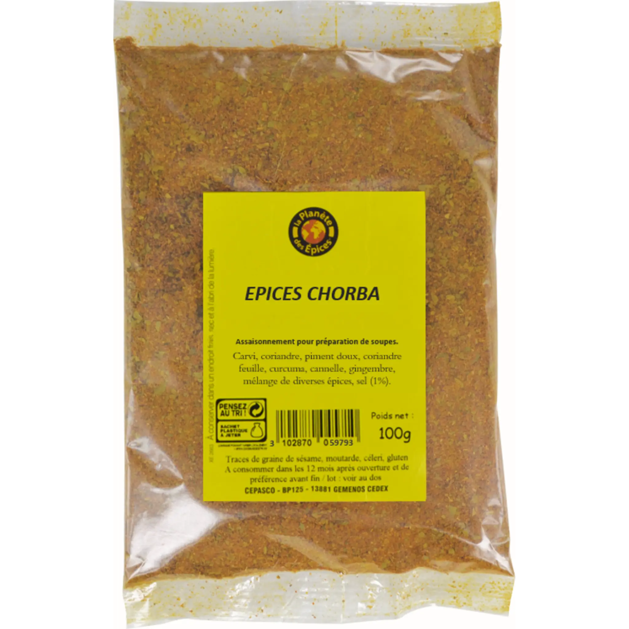 LA PLANETE DES EPICES Chorba assaisonnement pour préparation de soupes en sachet